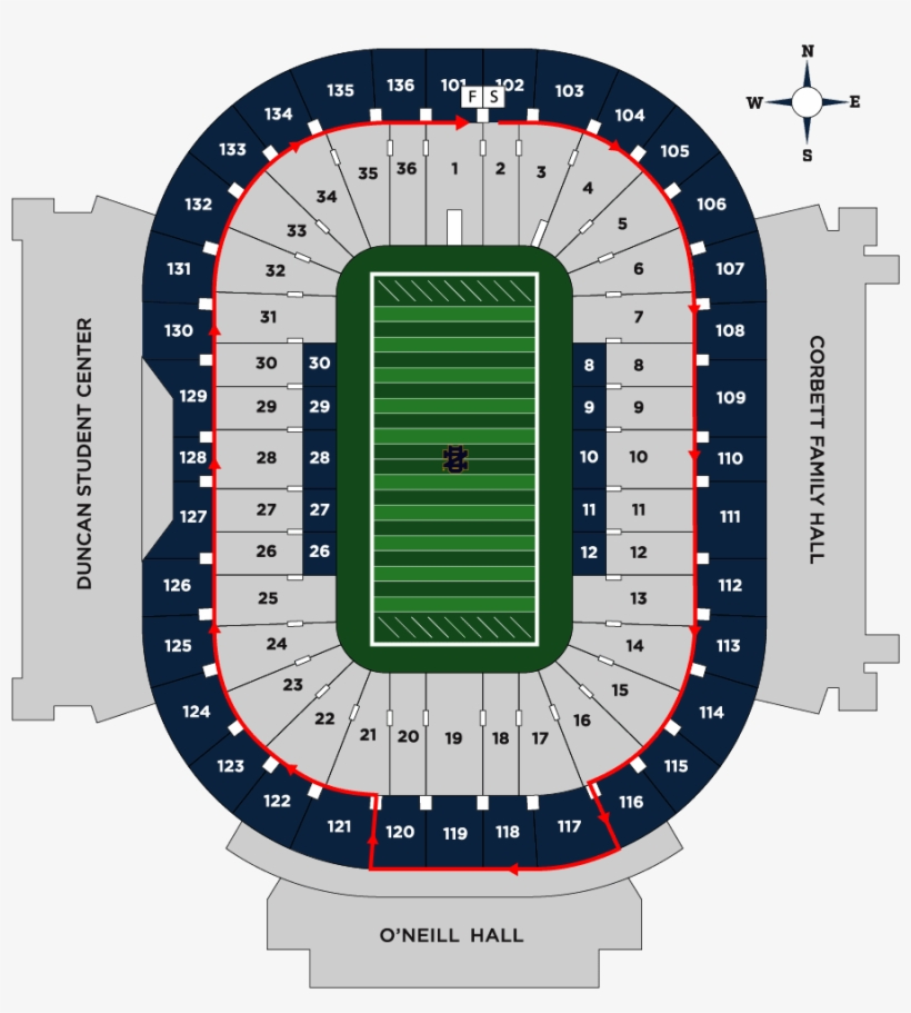 Map Of Stadium Walk Notre Dame Fighting Irish Football Free Transparent PNG Download PNGkey