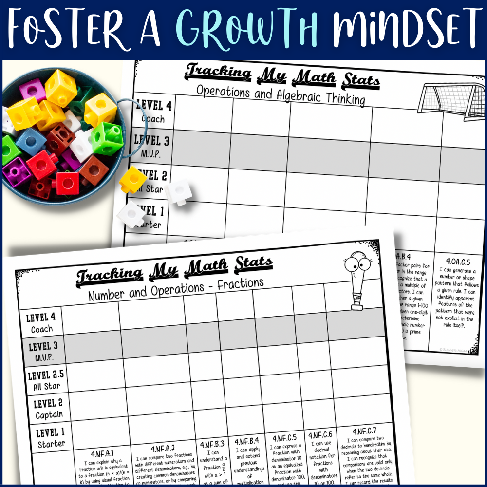Math Student Data Tracking Sheets For 4th Grade CCSS Sports Themed Made By Teachers