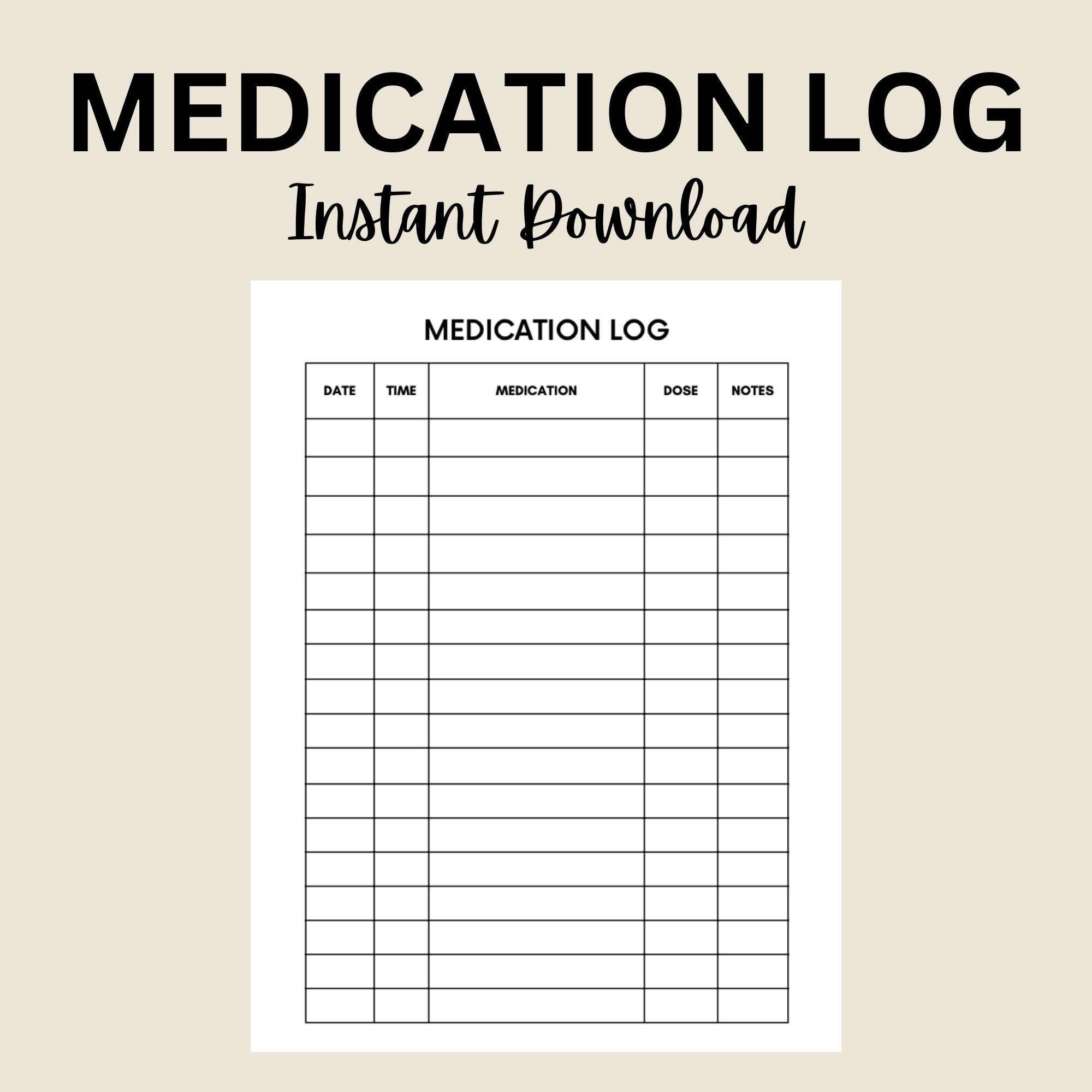 Medication Log Printable Medication Tracker Medication Chart Daily Medication Log Report Schedule Medication List Template Planner PDF Etsy