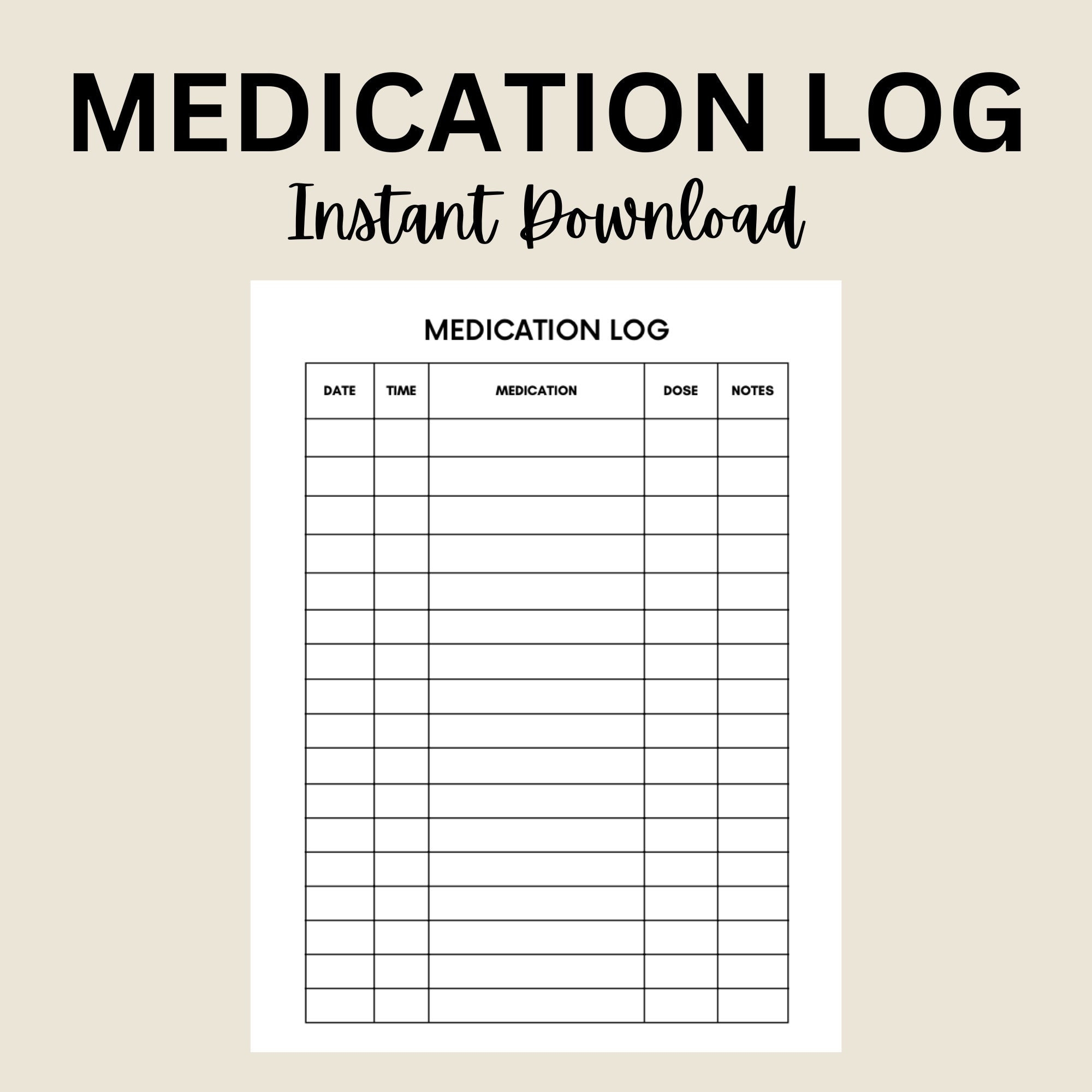 Medication Log Printable Medication Tracker Medication Chart Daily Medication Log Report Schedule Medication List Template Planner PDF Etsy Israel