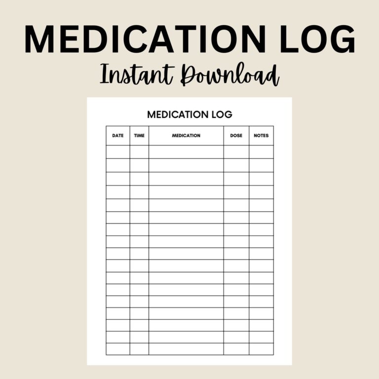 Medication Log Printable Medication Tracker Medication Chart Daily Medication Log Report Schedule Medication List Template Planner PDF Etsy Israel