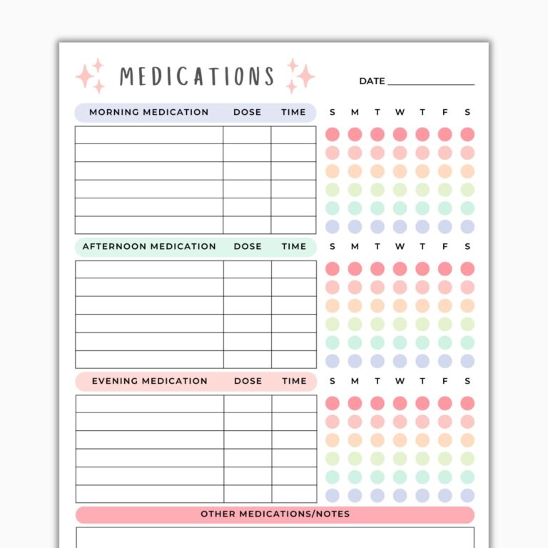 Medication Log Printable Weekly Medicine Schedule Vitamin Tracker Chart For Nurses And Caregivers Etsy