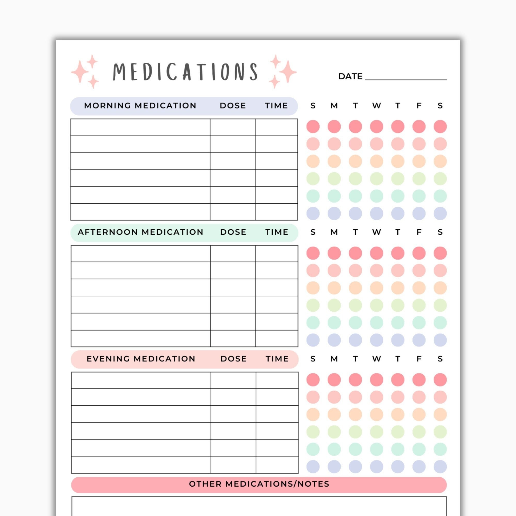 Medication Log Printable Weekly Medicine Schedule Vitamin Tracker Chart For Nurses And Caregivers Etsy