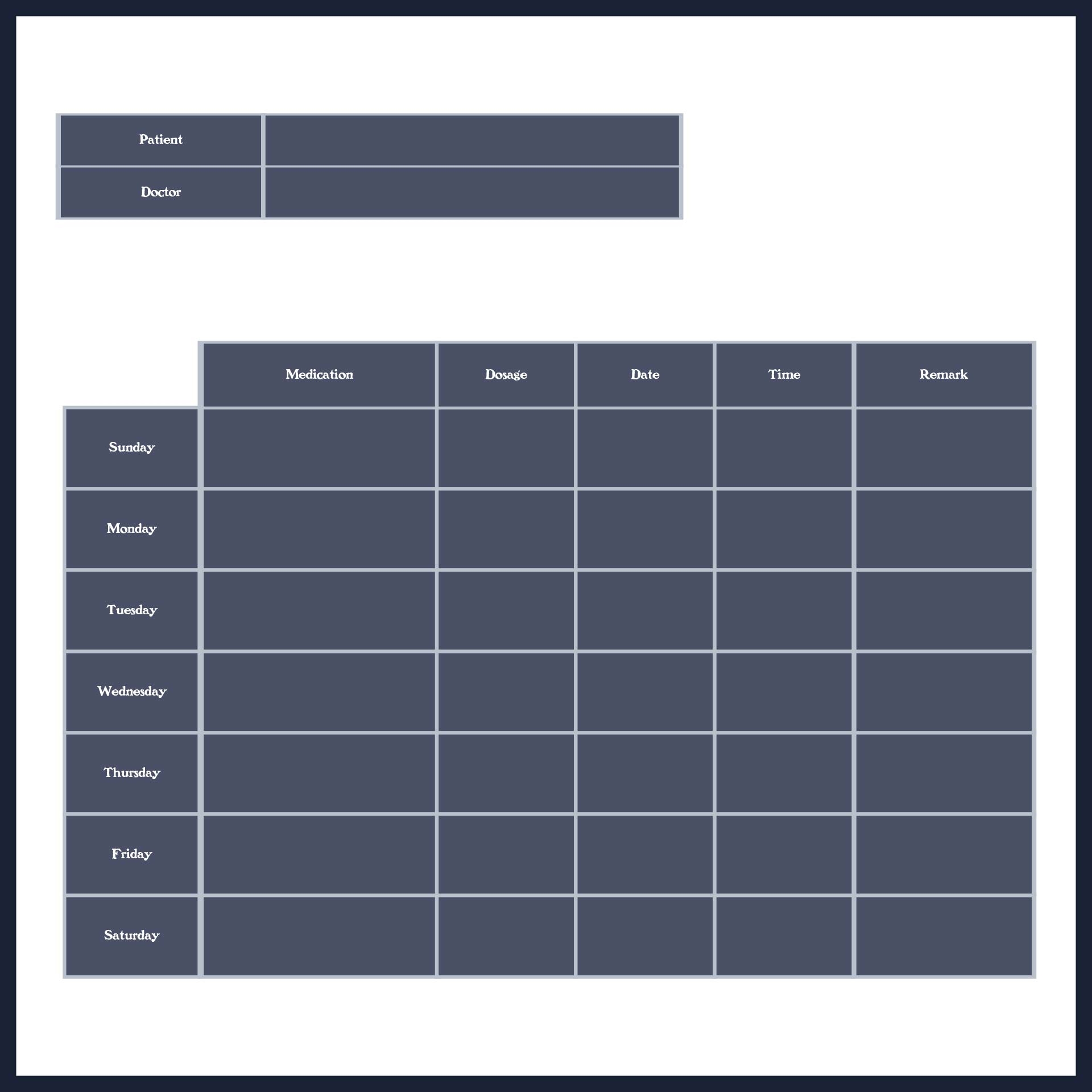 Medication Schedule Chart Printable