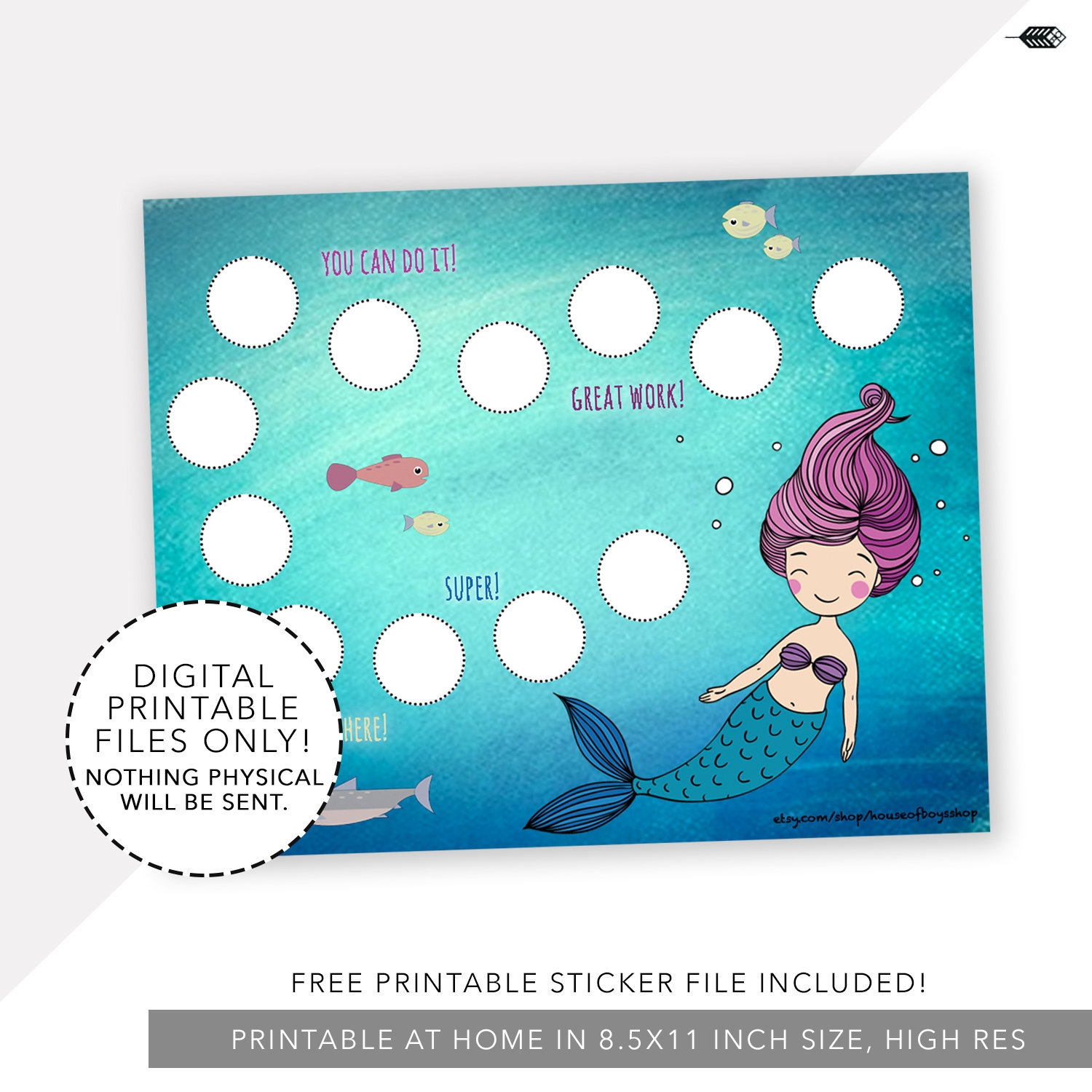 Mermaid Reward Chart Under The Sea Incentive digital Printable Etsy