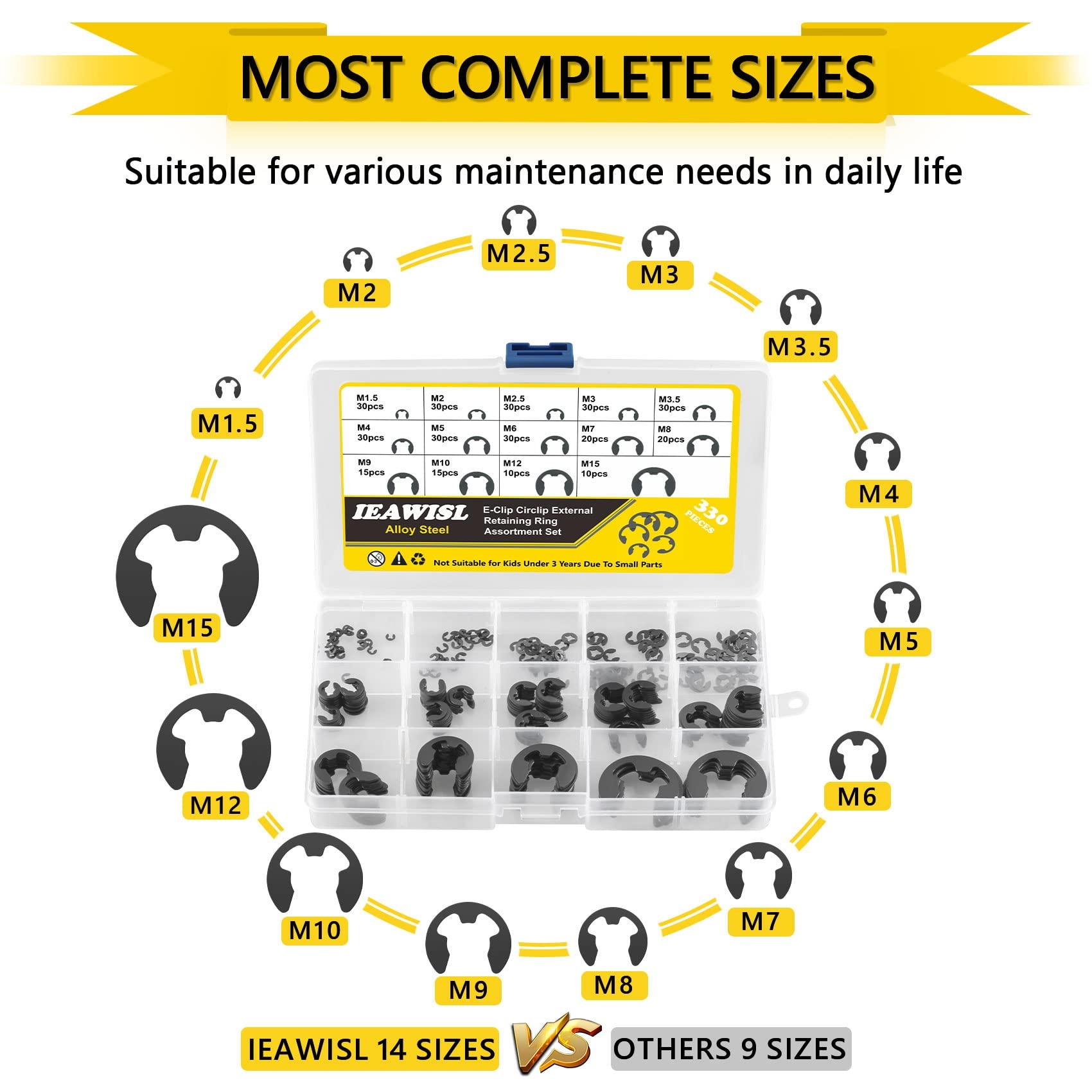 Metric Retaining Ring Kit LTKJ 120 Piece E Clip Set Black Steel Retaining Rings 1 5 10mm Assortment External Circlips