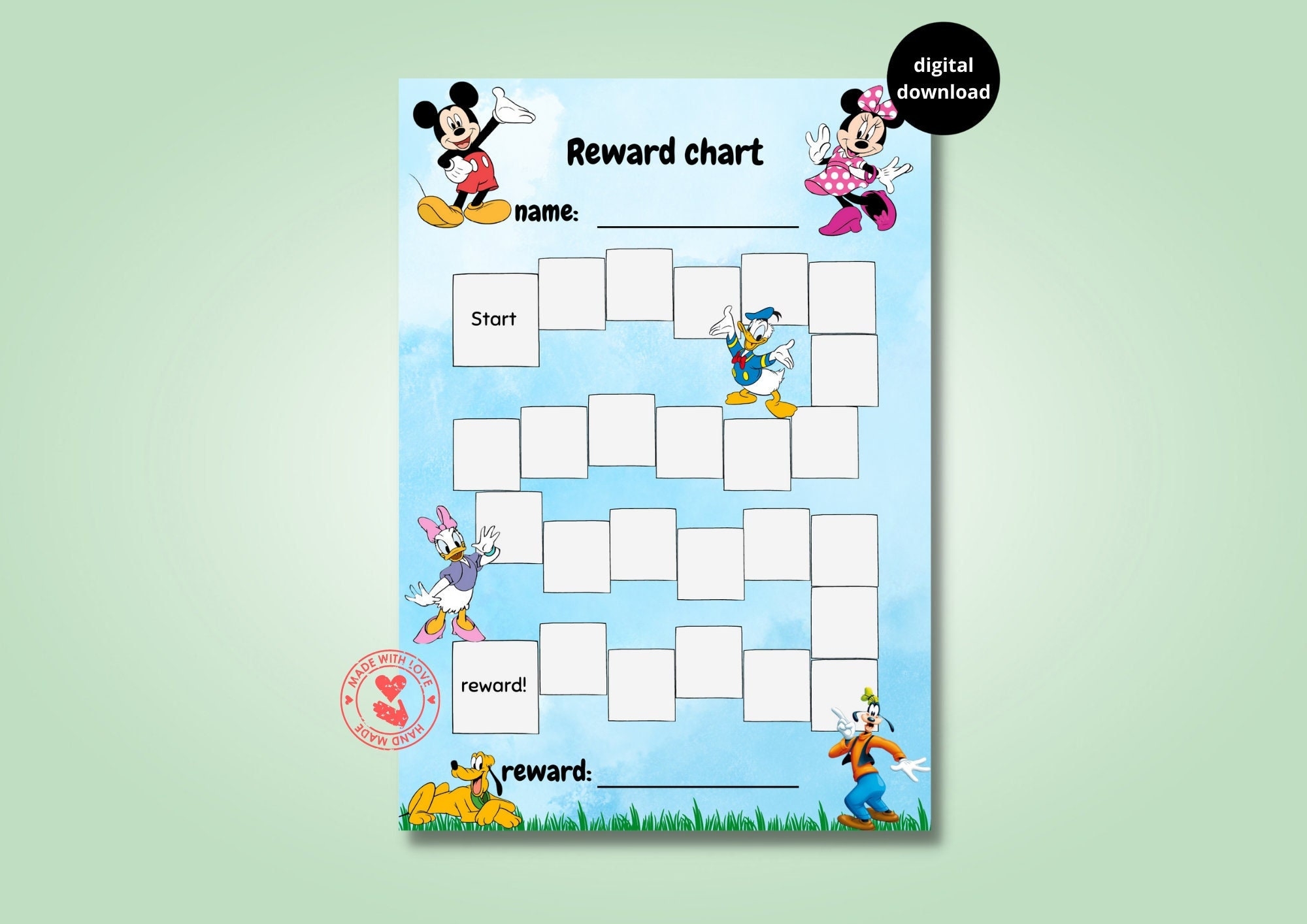 Mickey Reward Chart Etsy