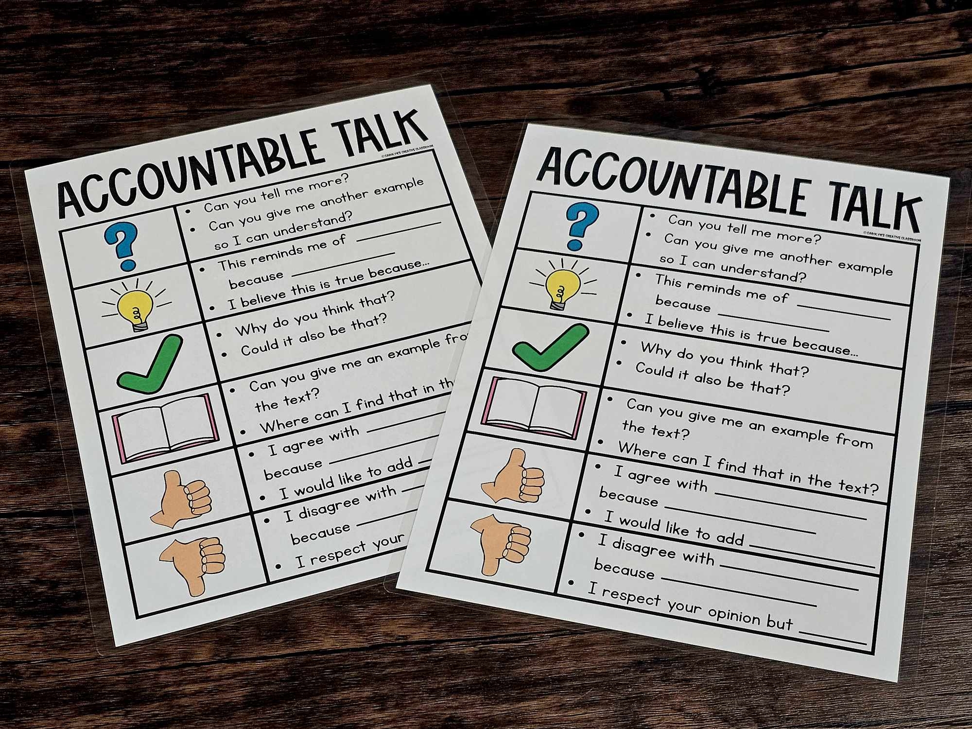 Accountable Talk Anchor Chart Printable