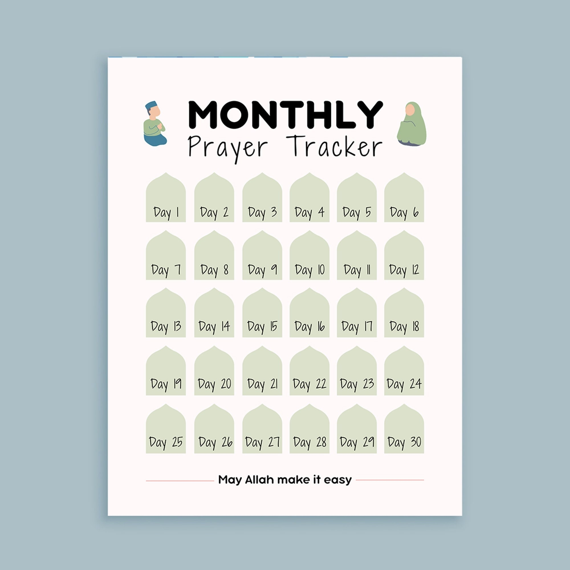 Monthly Salah Tracker Islamic Prayer Checklist digital Download Etsy