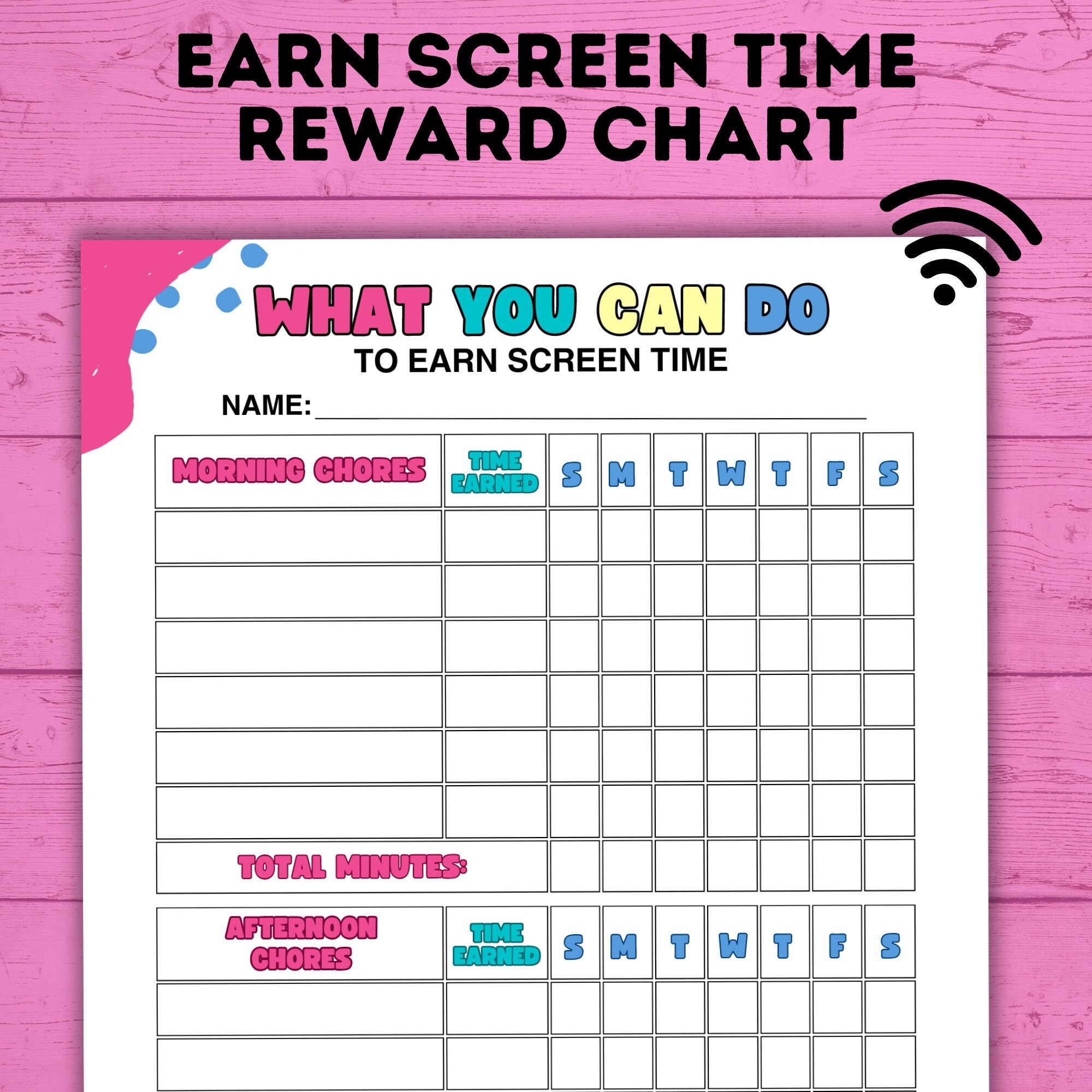 Morning And Afternoon Screen Time Reward Chart For Kids Chore Chart For Kids Screen Time Checklist TV Time Kids Chart Computer Etsy