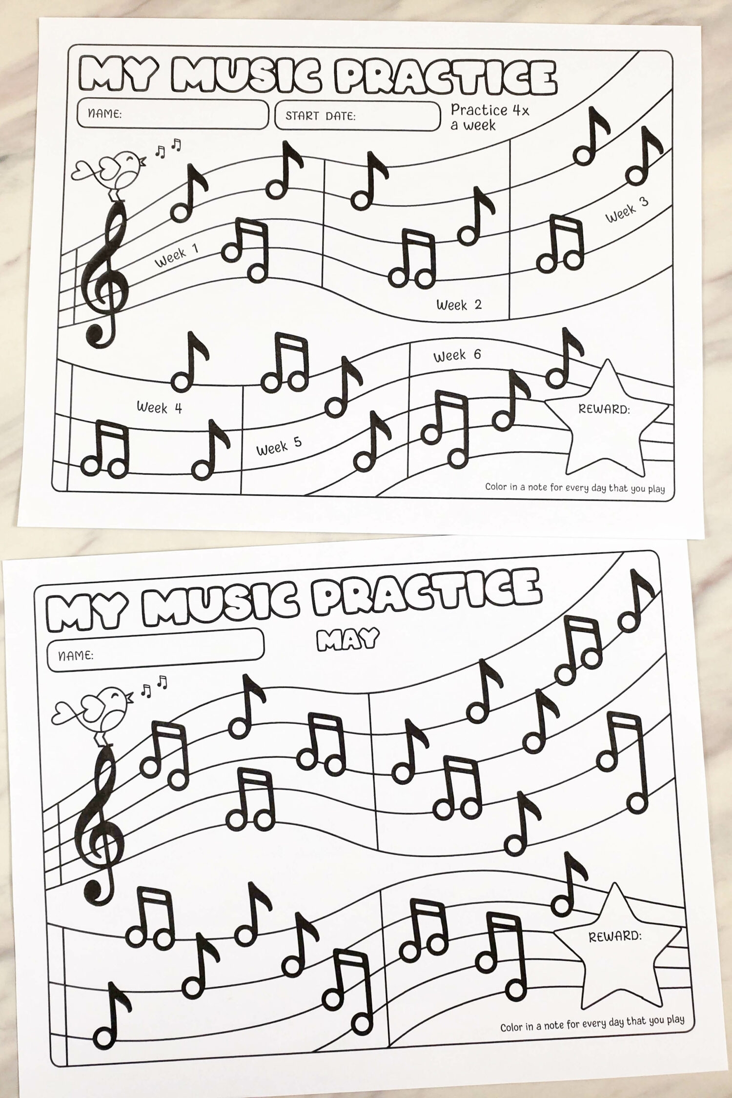 Printable Music Charts