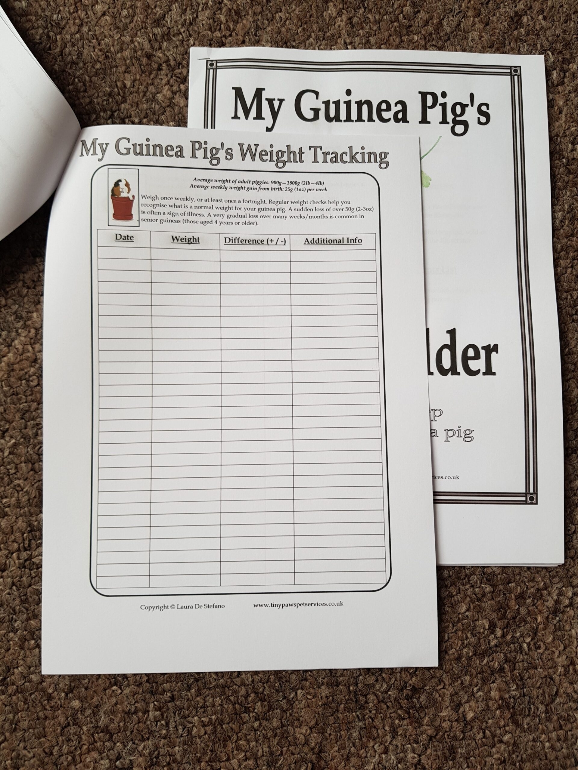 Printable Guinea Pig Weight Chart