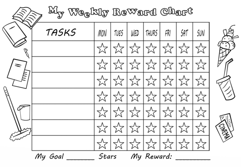 My Weekly Reward Chart With Stars Free Printable Paper raft Templates
