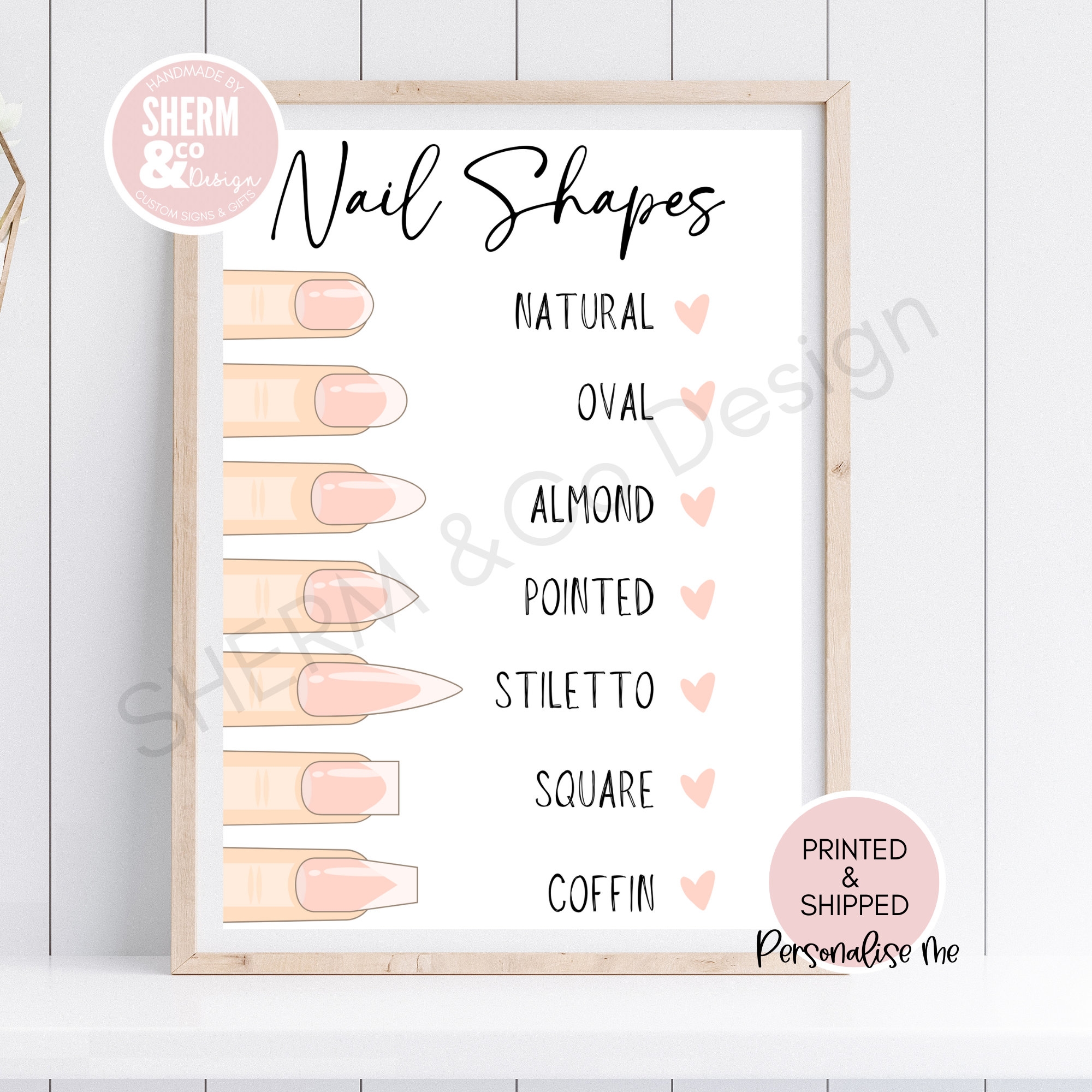 Nail Shape Chart Print Salon Wall Decor Nail Technician Gift Etsy Nail Shape Chart Print Salon Wall Decor Nail Technician Gift Etsy