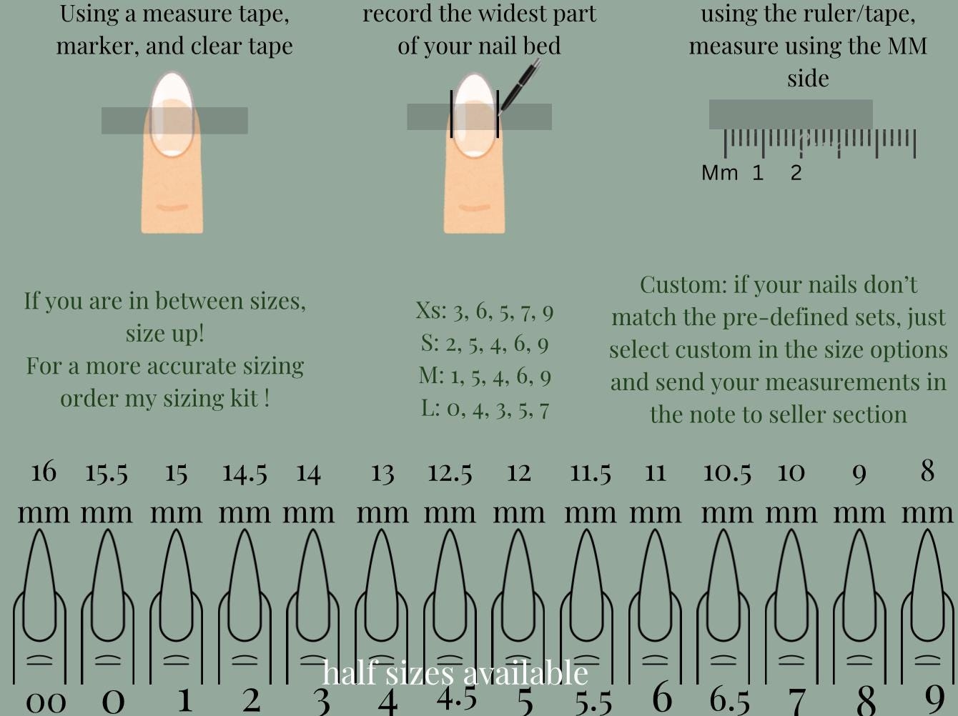 Nail Size Chart Etsy