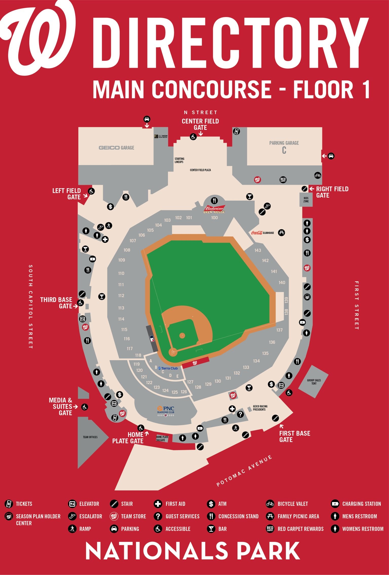 Nationals Park Directory Maps Washington Nationals