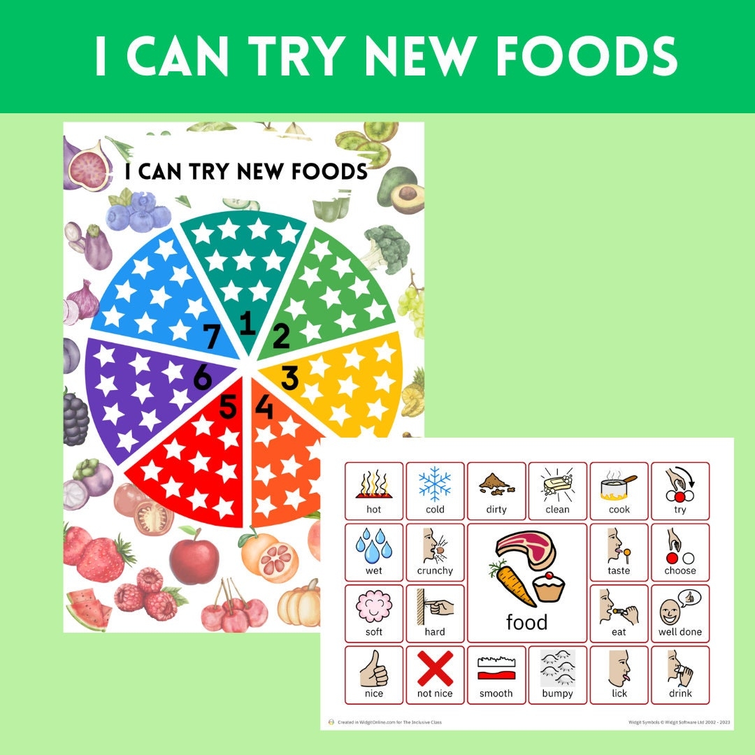 New Foods Reward Chart I Can Try New Foods Food Communication Visuals Fussy Eater Sensory Aversions To Food Autism And Adhd Visuals Etsy