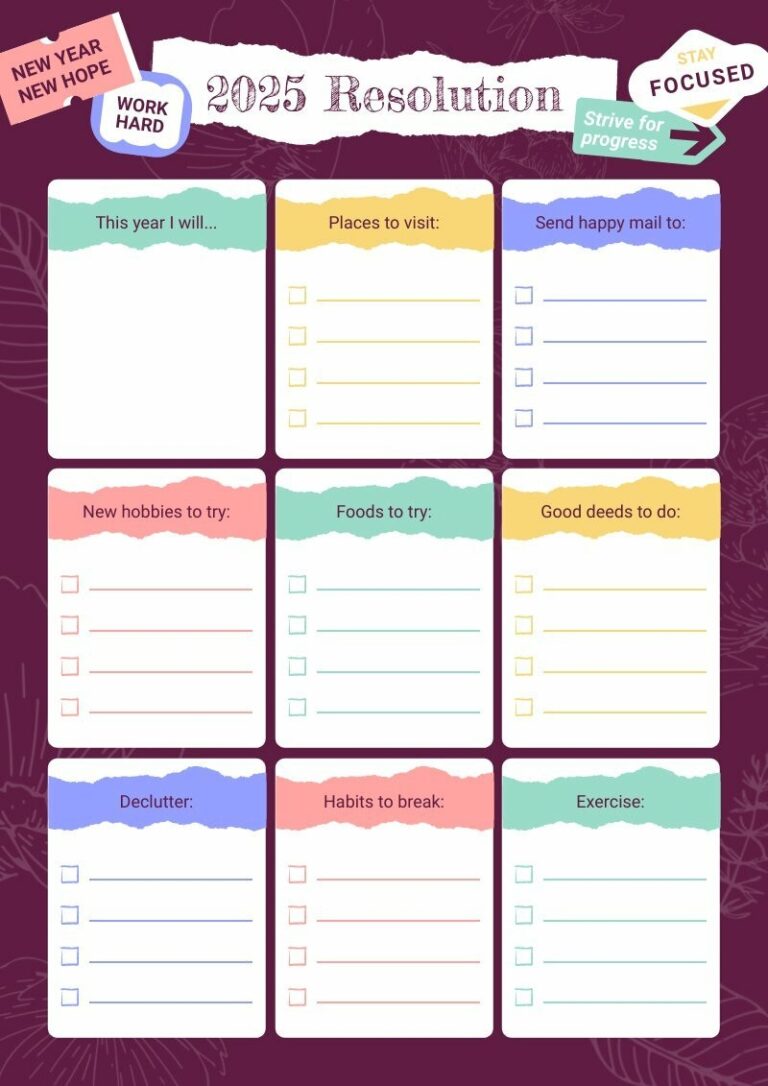New Year s Resolution List Free Schedule Planner Template Piktochart