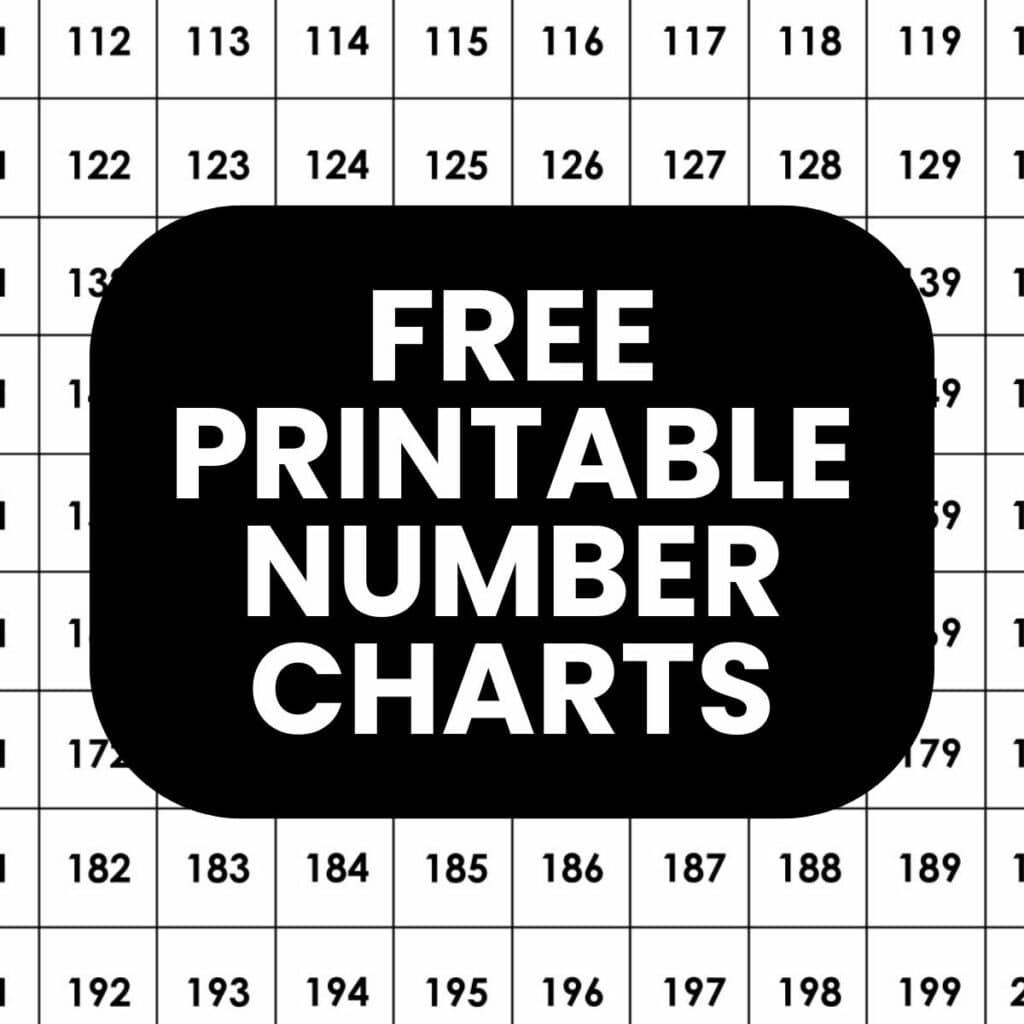 Numbers 1 100 Chart Printable Free