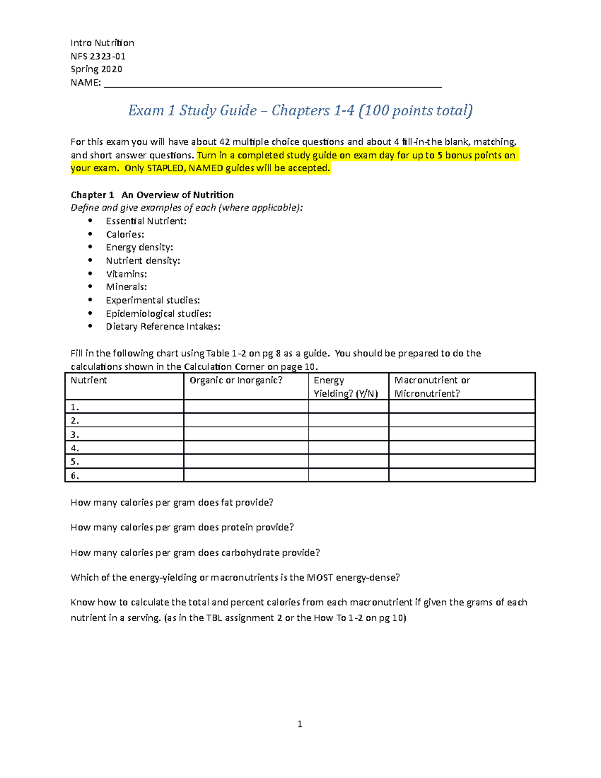 Nutrition Focused Physical Assessment Checklist For Adults Studocu