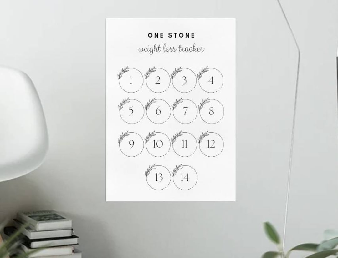 One Stone Printable Weight Loss Chart 14 Pounds 1 Stone Pretty Goal Tracker Diet Dieting Weight Watchers Slimming World A4 Etsy UK