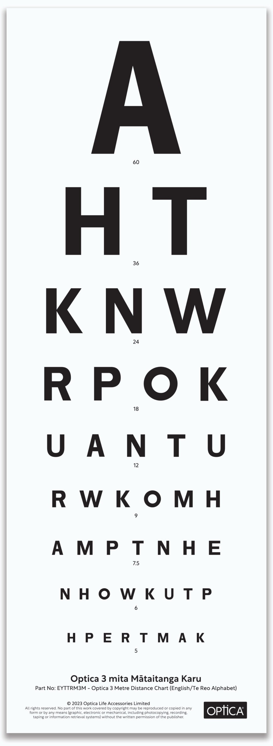 Optica 3M Distance Chart English Te Reo Alphabet Optica Accessories Optical Wholesaler Optica 3M Distance Chart English Te Reo Alphabet Optica Accessories Optical Wholesaler