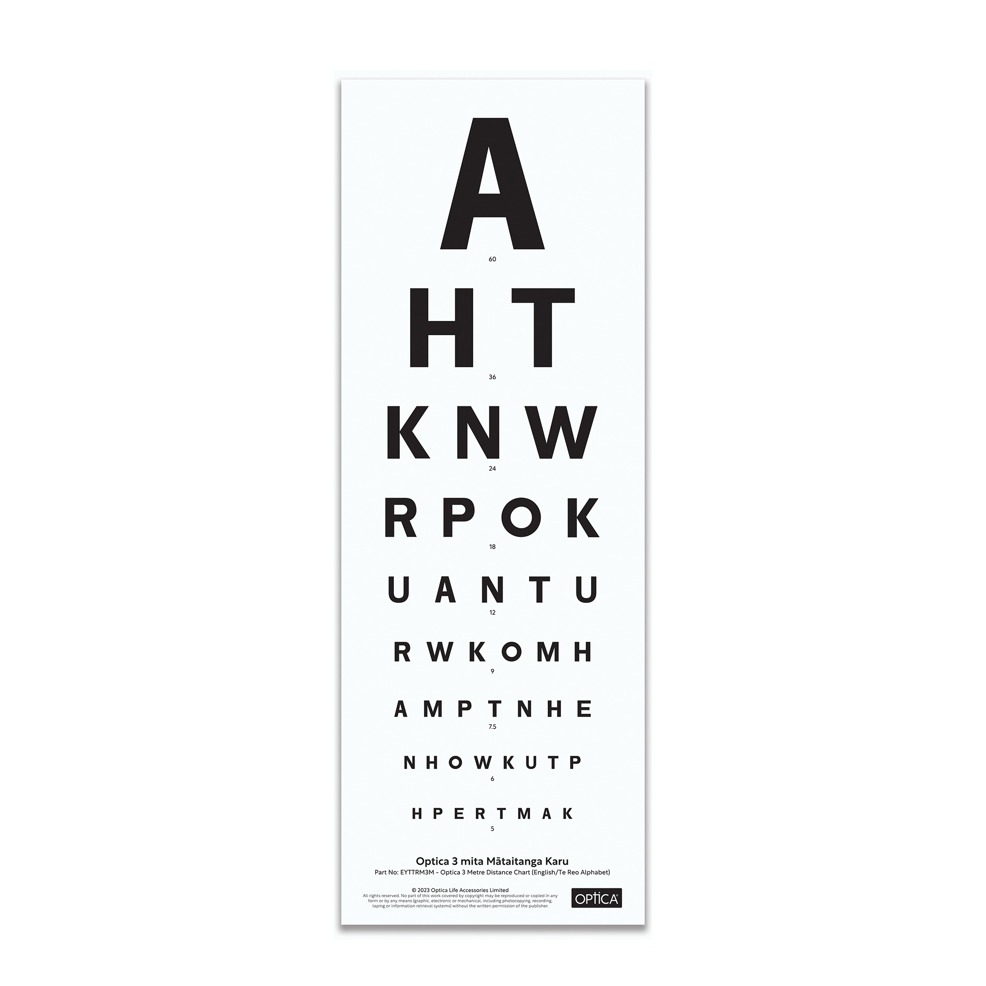 Optica 3M Distance Chart English Te Reo Alphabet Optica Accessories Optical Wholesaler Optica 3M Distance Chart English Te Reo Alphabet Optica Accessories Optical Wholesaler
