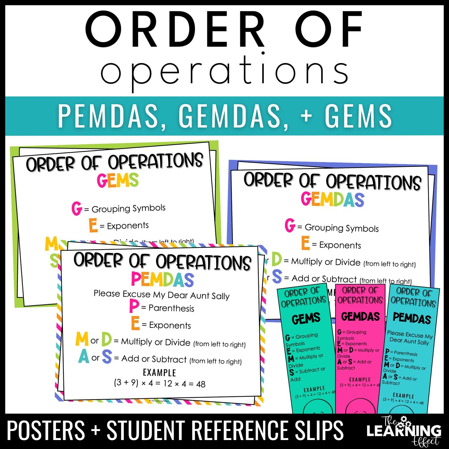 Order Of Operations Math Posters PEMDAS GEMDAS GEMS Anchor Charts