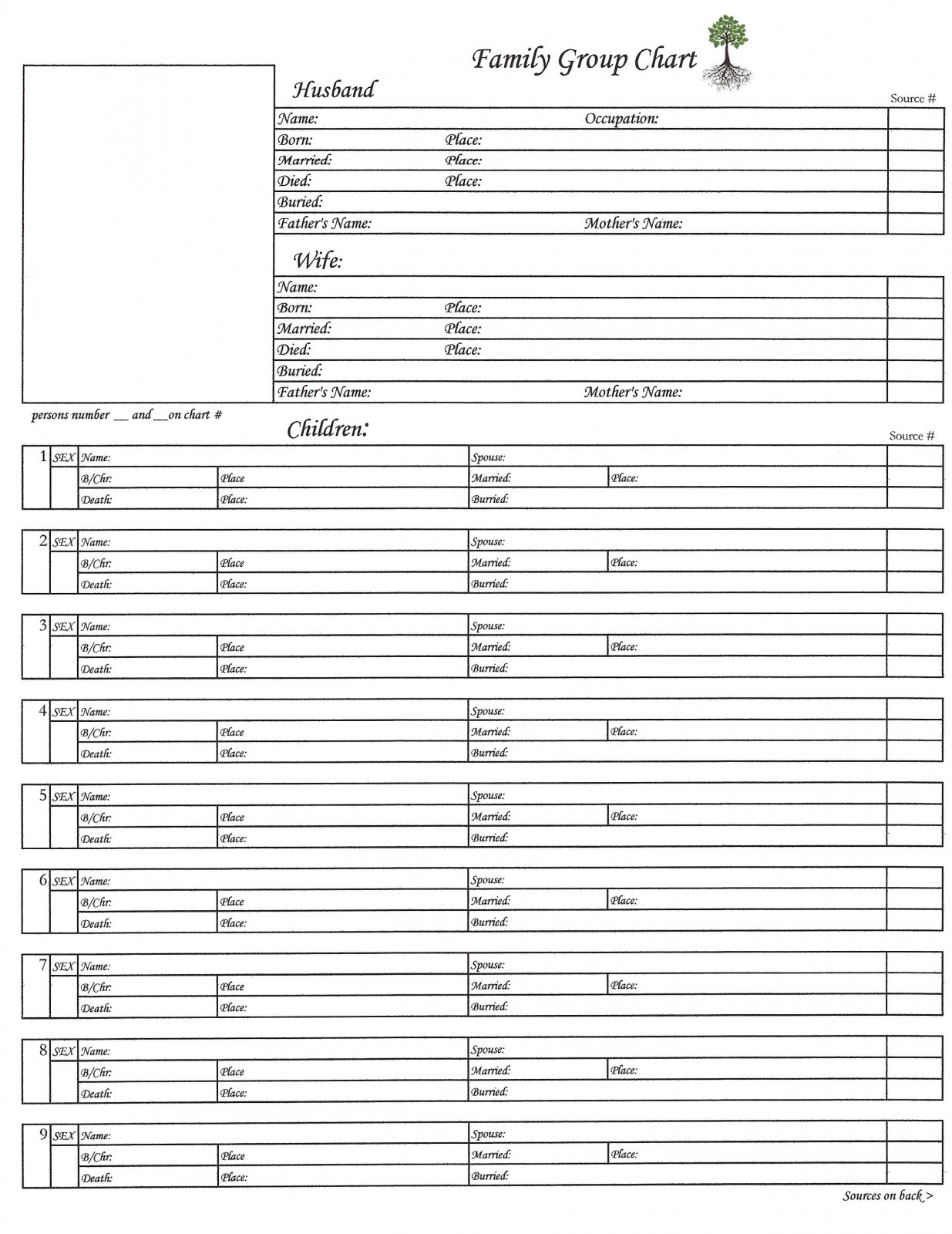 Ancestry Family Group Chart Free Printable