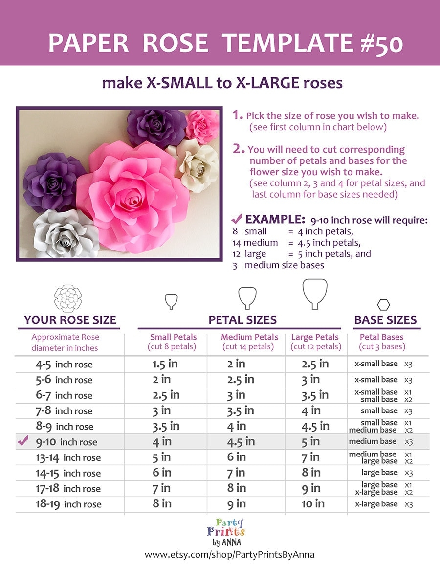 Paper Flower Template SVG And Printable PDF Paper Rose Template diy Paper Rose Template giant Paper Flowers hand Cut Or Machine Cut Files Etsy