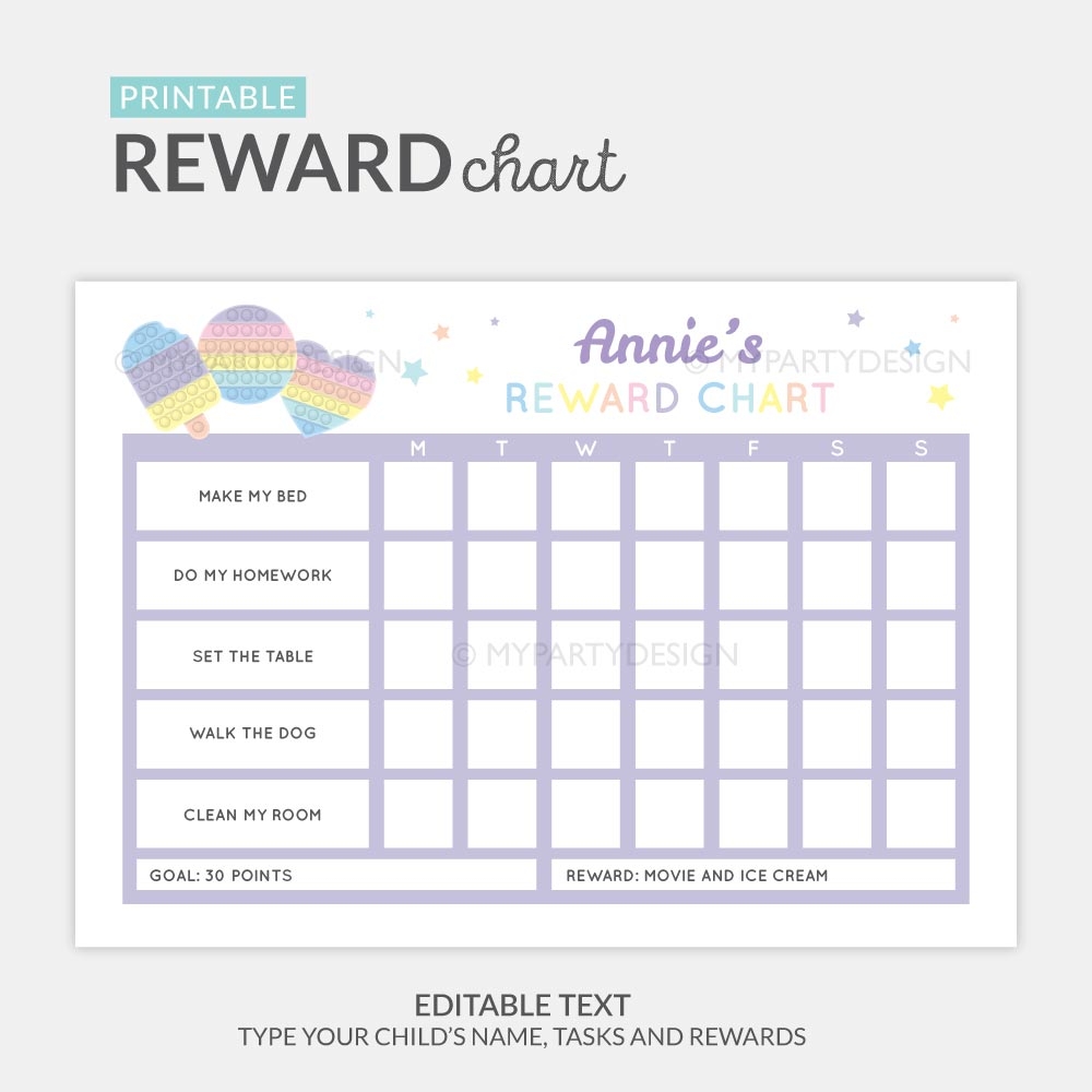 Pastel Pop Reward Chart Printable For Girls My Party Design Pastel Pop Reward Chart Printable For Girls My Party Design