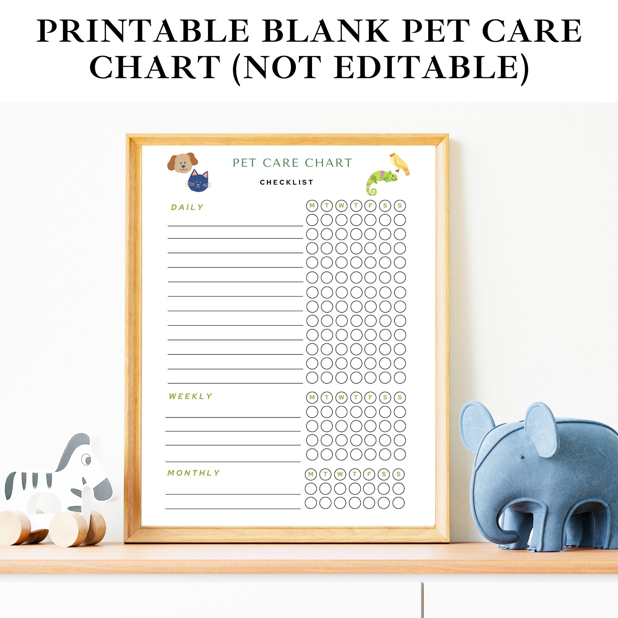 Pet Care Chore Chart Printable Kids Responsibility Tracker PDF Etsy