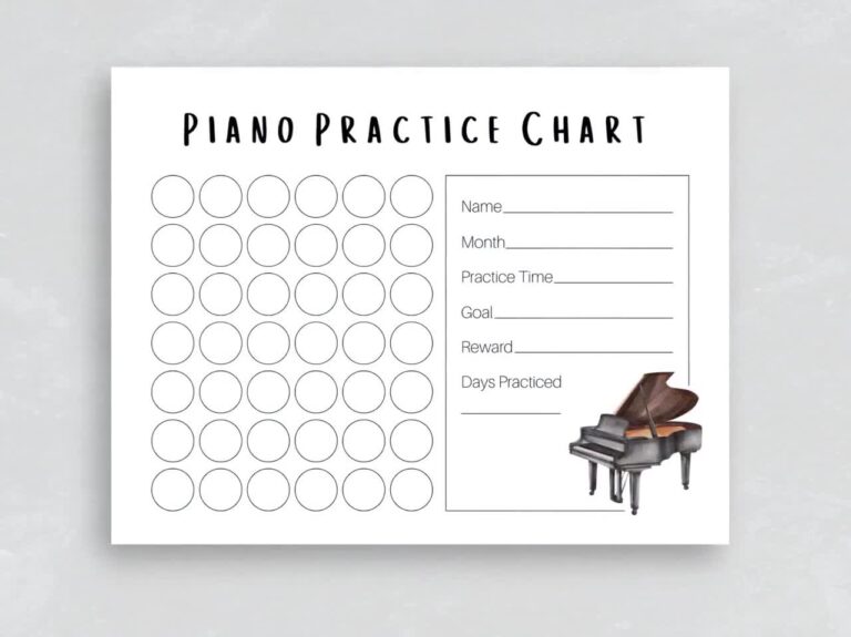 Piano Practice Chart Piano Practice For Kids Piano Teacher Piano Lessons Kids Piano Practice Log Music Practice Chart Printable Etsy
