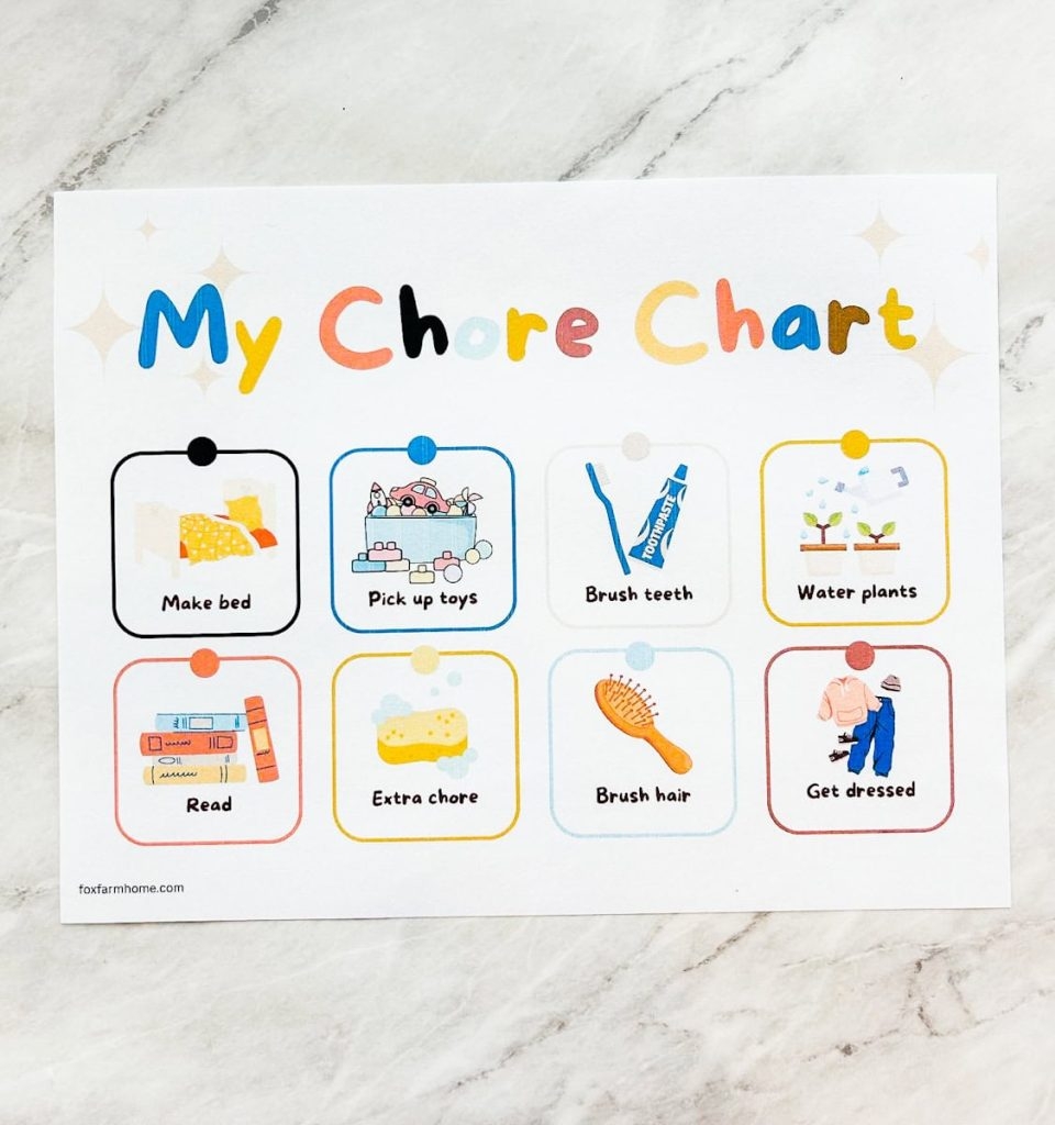 Picture Chore Chart For Preschoolers Free Printable Fox Farm Home Picture Chore Chart For Preschoolers Free Printable Fox Farm Home