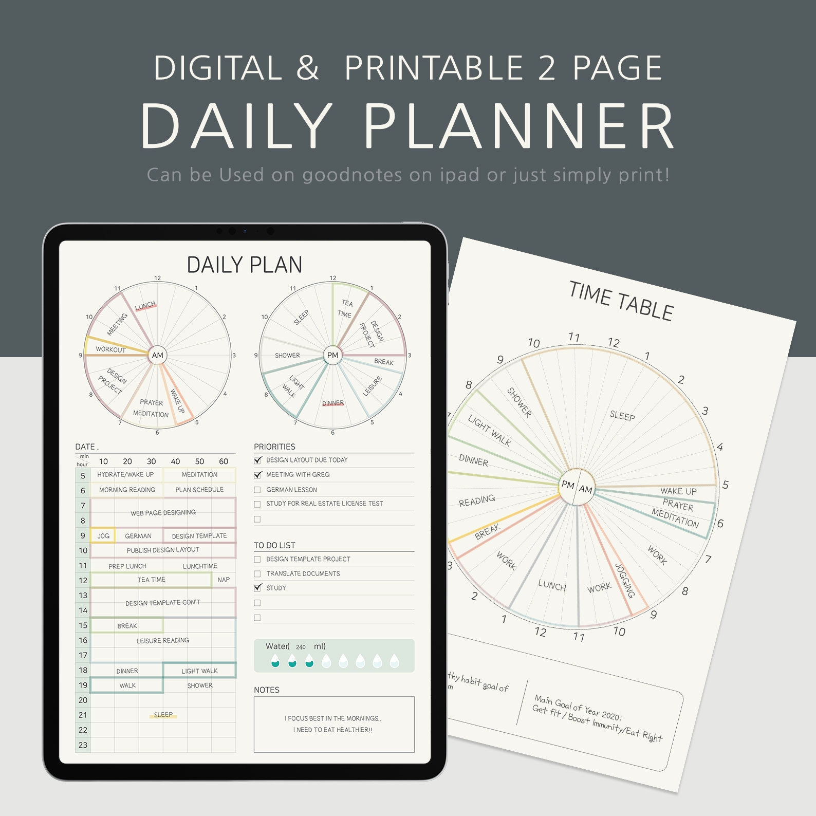 Pie Chart Style 24 Hr Two page Daily Planner Digital Printable Notability Planner IPad Daily Planner Android Xodo Noteshelf Planner Etsy Pie Chart Style 24 Hr Two page Daily Planner Digital Printable Notability Planner IPad Daily Planner Android Xodo Noteshelf Planner Etsy