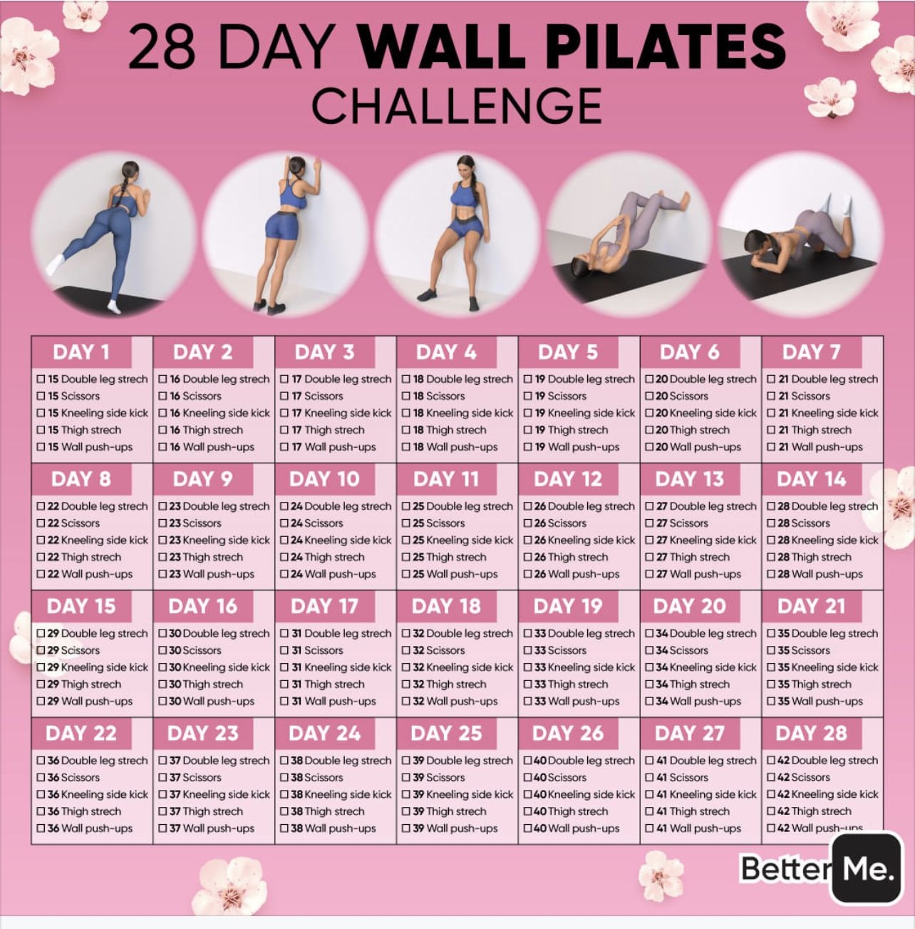 Printable Pilates Wall Workout Chart