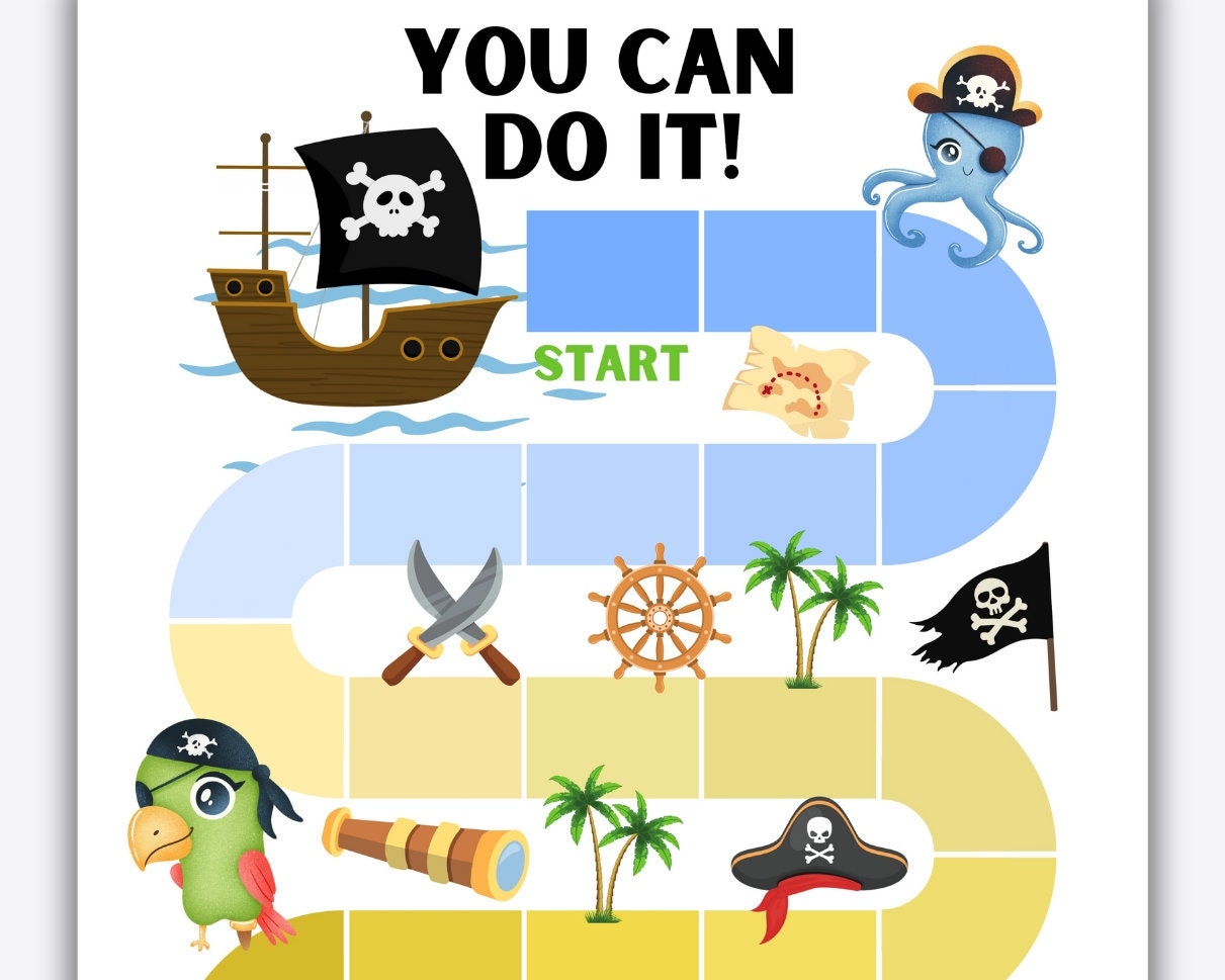 Pirate Reward Chart Kids Potty Training Responsibility Tracker PDF Etsy