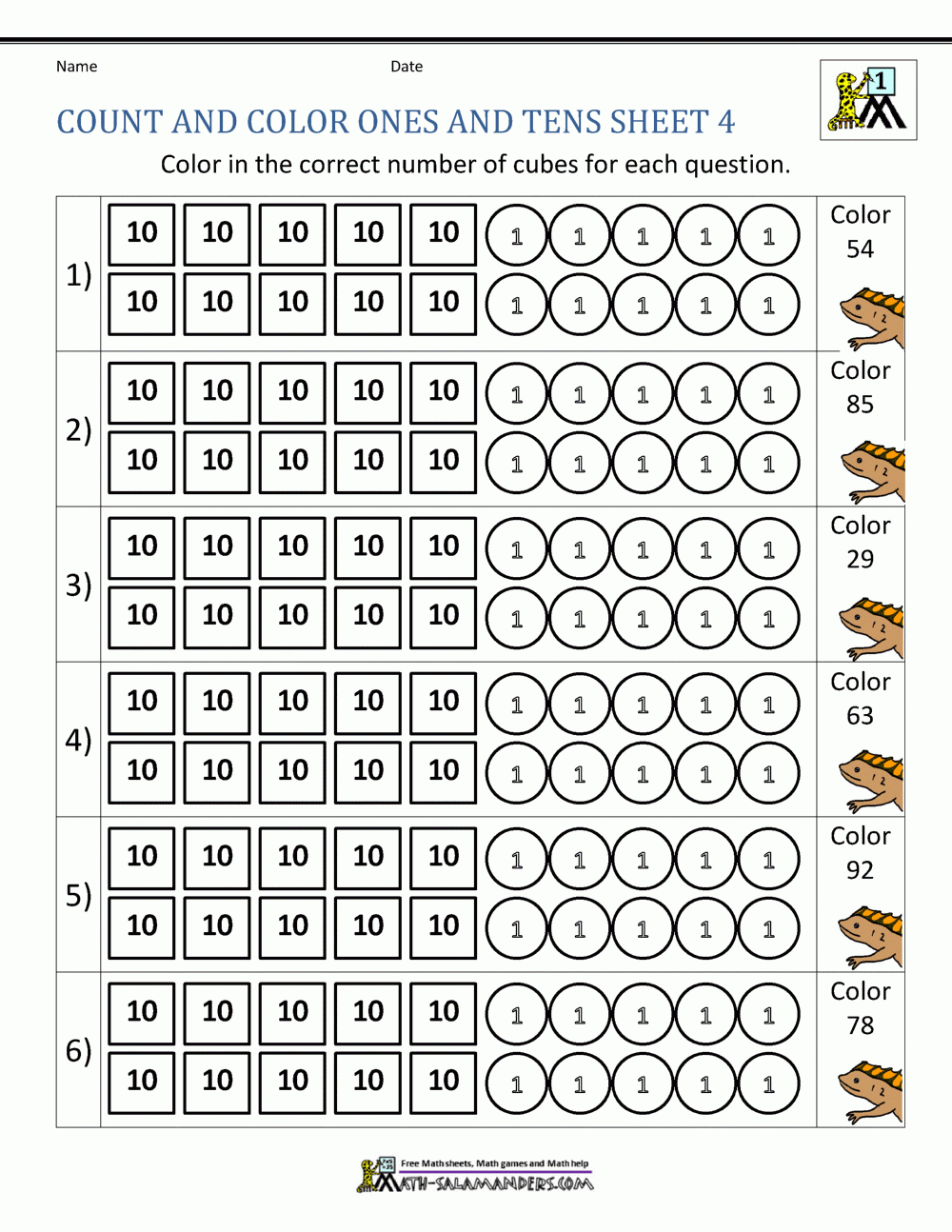 Printable Tens And Ones Chart