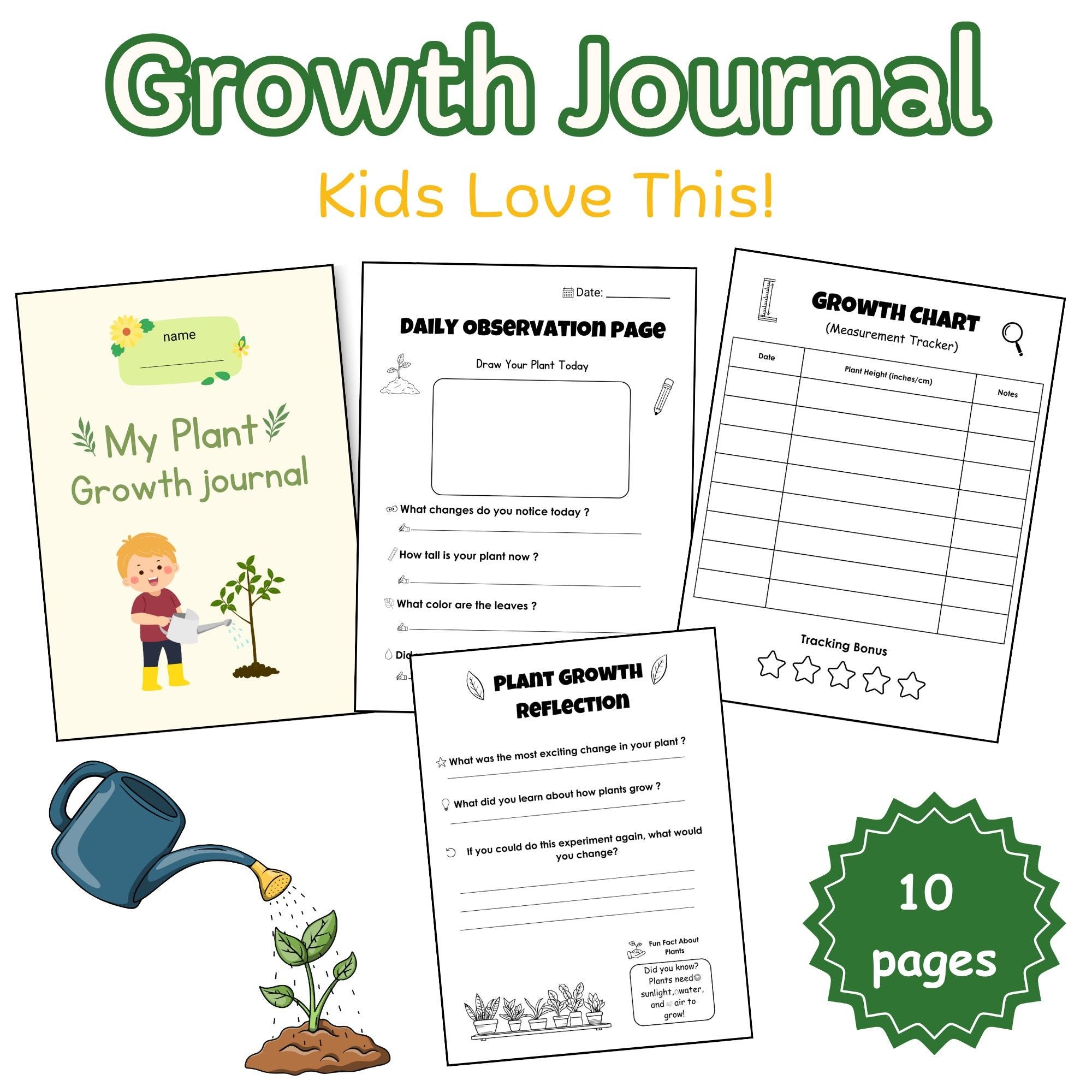 Plant Growth Journal For Kids Printable STEM Activity Spring Science Notebook Etsy