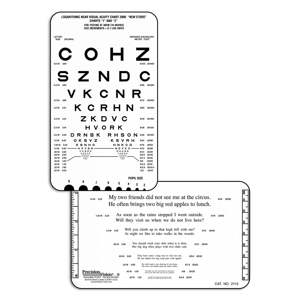 Pocket Near Vision Test Card Sloan Optotypes Continuous Text For Optometrists Pocket Near Vision Test Card Sloan Optotypes Continuous Text For Optometrists