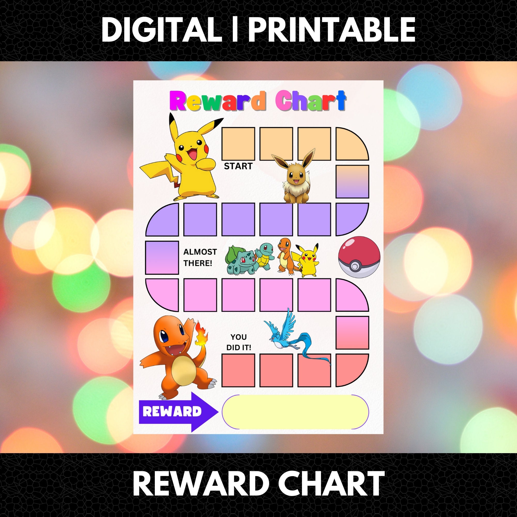 Pokemon Reward Chart Printable Pokemon Behavior Chart Digital Pikachu Reward Chore Chart Kids Routine Sticker Chart Etsy