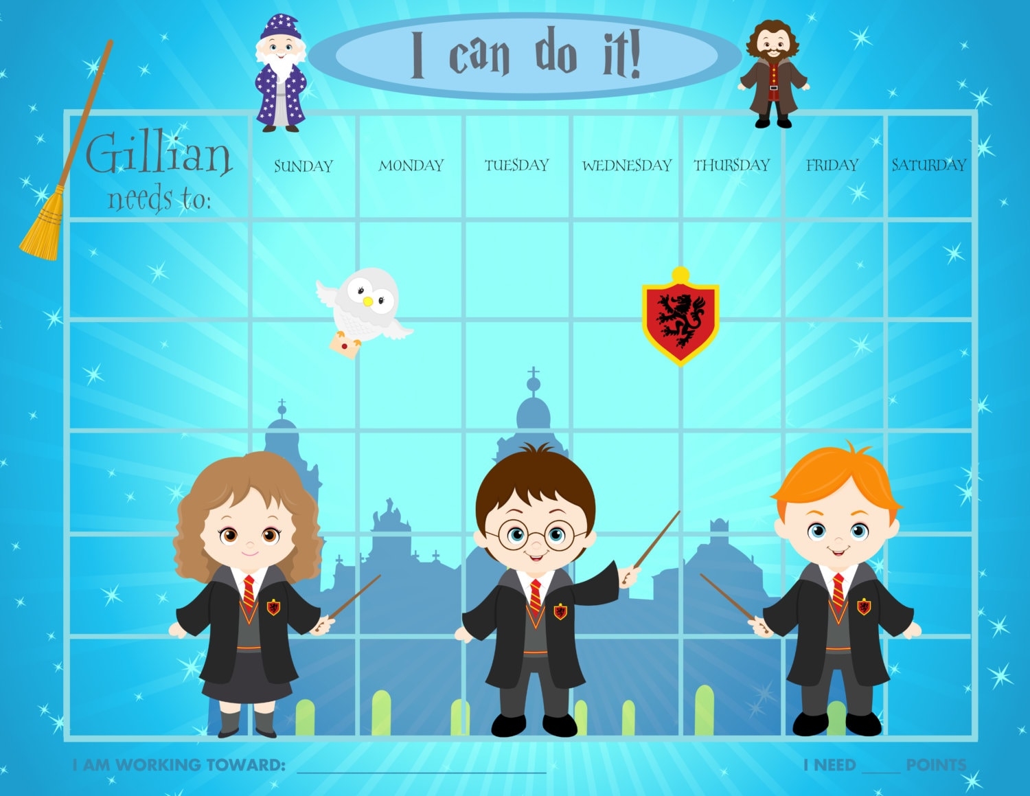 Potter Reward Chart Etsy