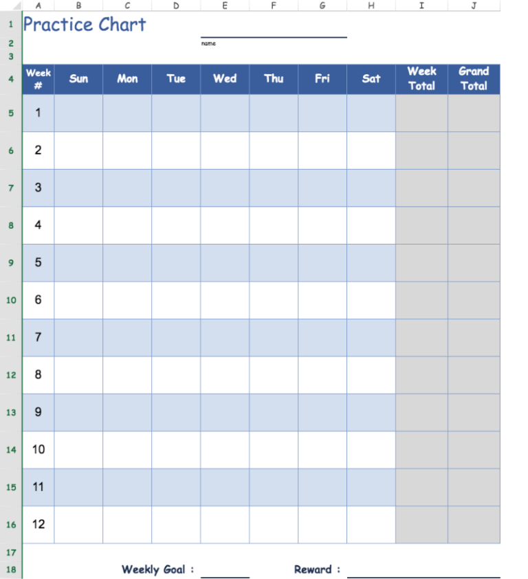 Practice Chart Template Excel Template