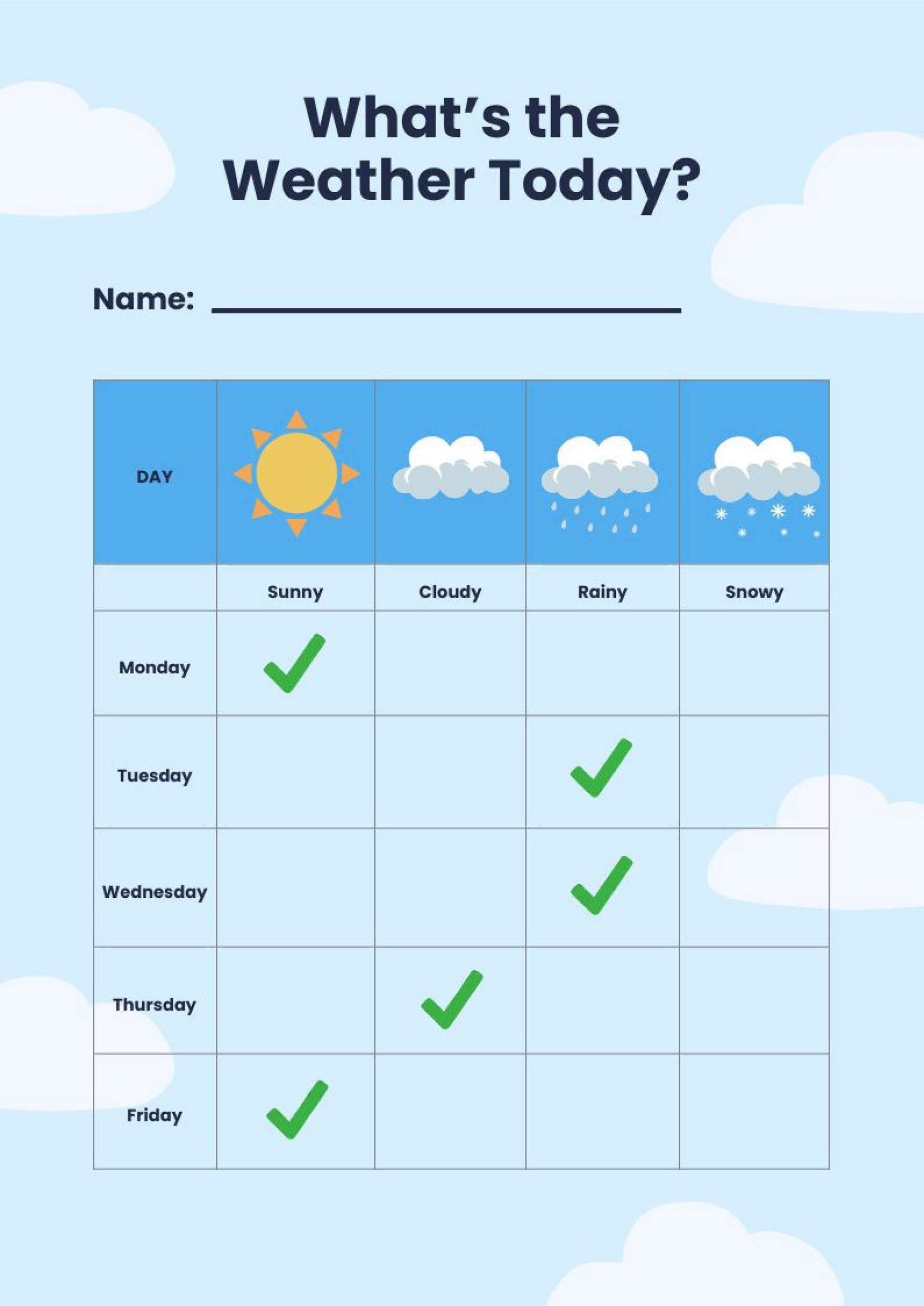 Preschool Weather Chart In Illustrator PDF Download Template Preschool Weather Chart In Illustrator PDF Download Template