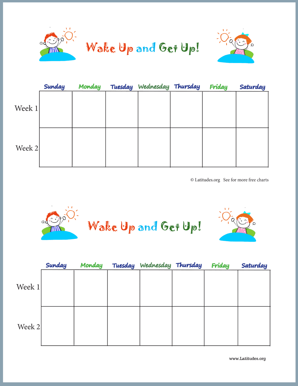 Primary Wake Up And Get Up Weekly Behavior Chart ACN Latitudes