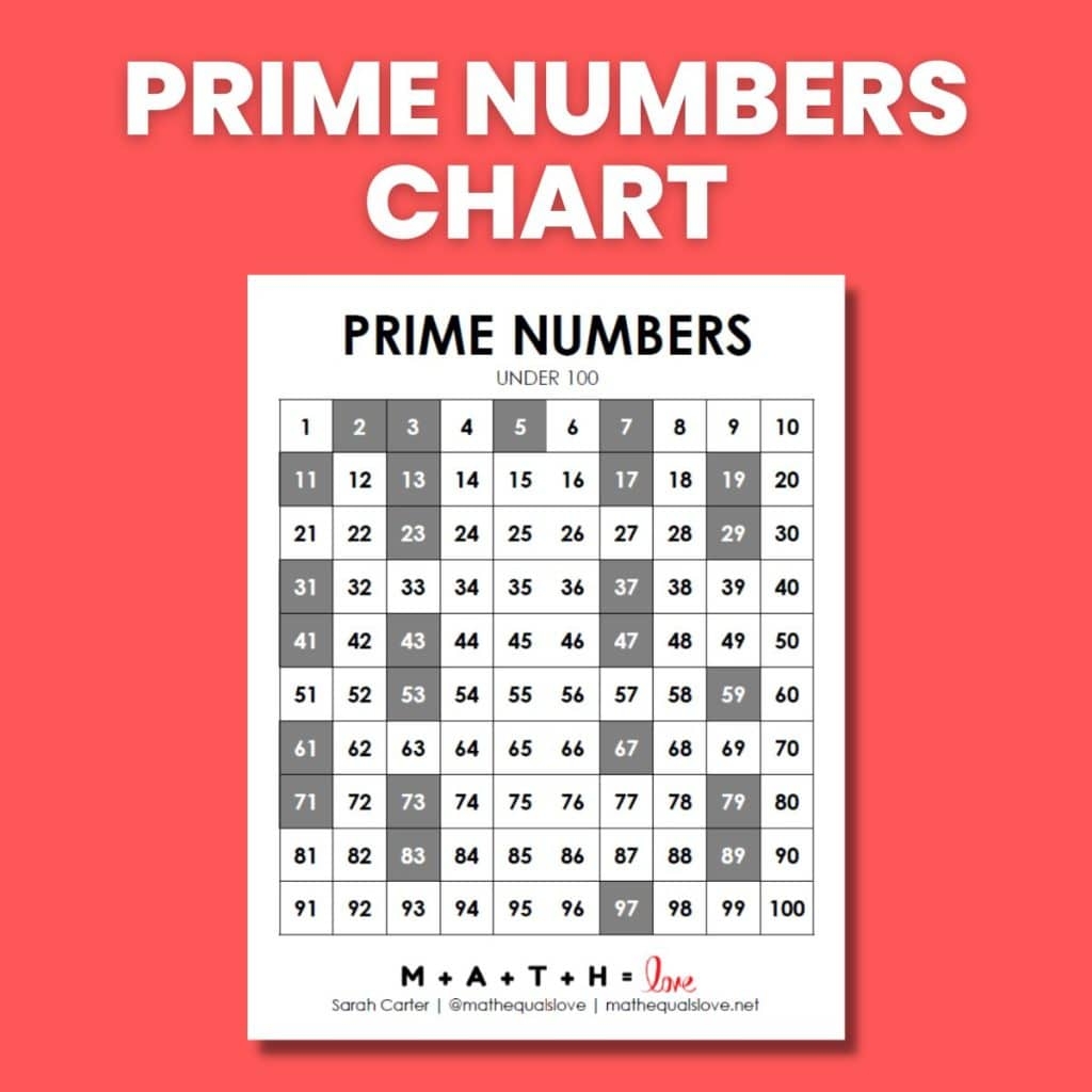 Prime Numbers Chart 1-100 Printable