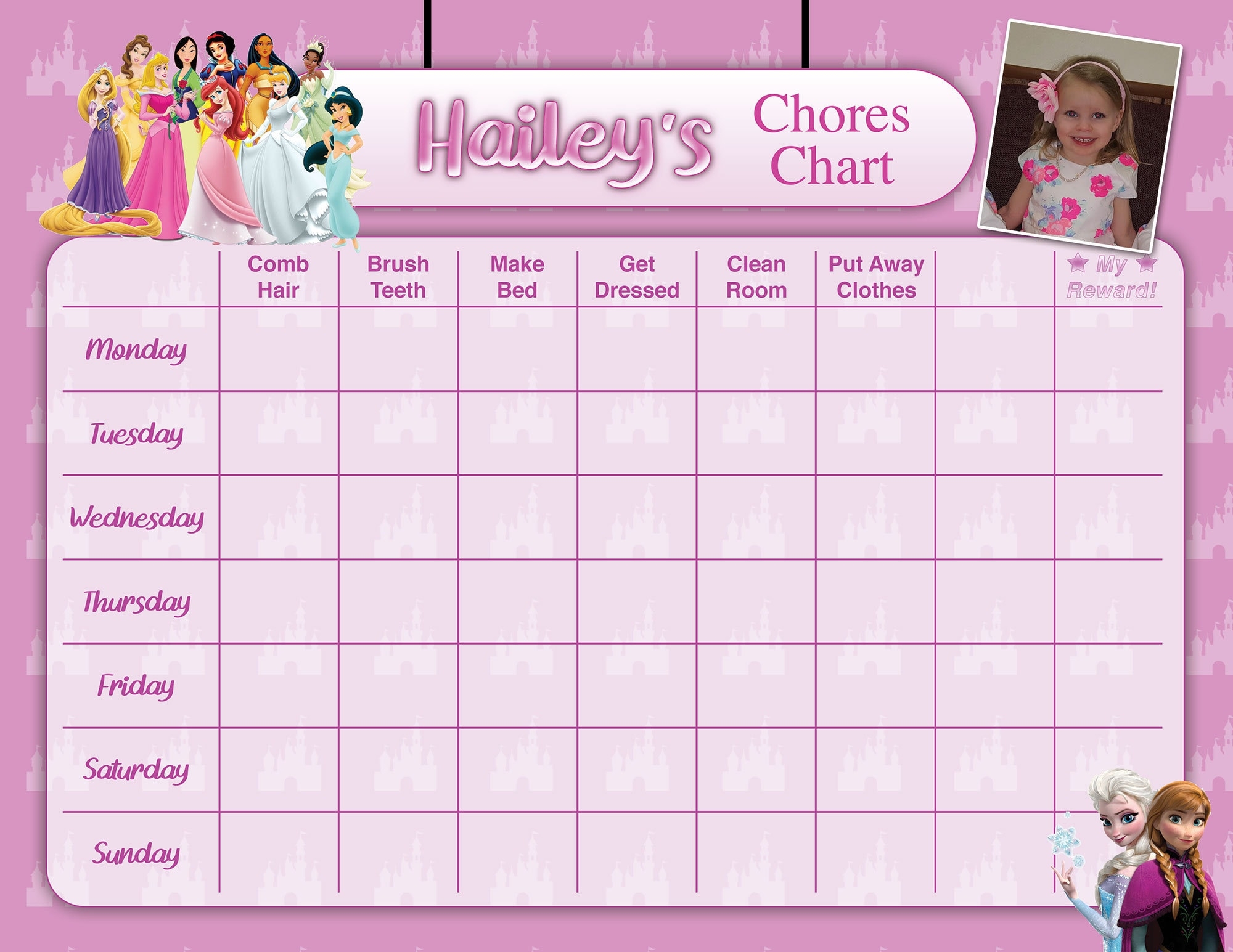 Princess Potty Chart Potty Training Chart Potty Reward Chart Potty Sticker Chart Customized Personalized Printable Etsy
