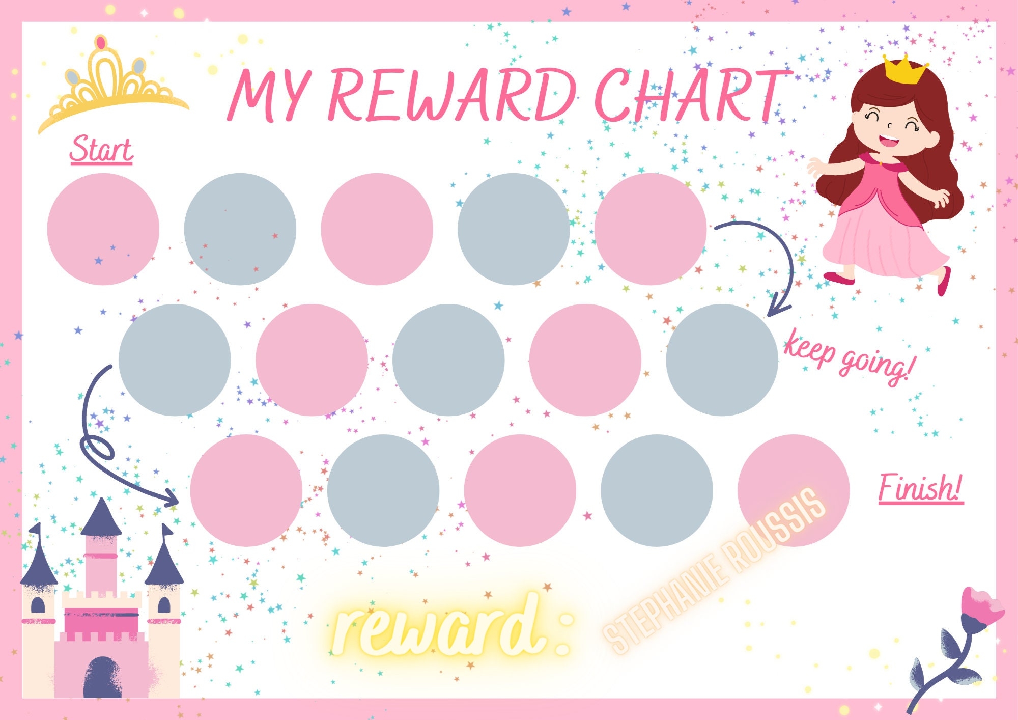Princess Rewards Chart Princess Sticker Tick Chart Child Behaviour Rewards Chart Positive Reinforcement Etsy