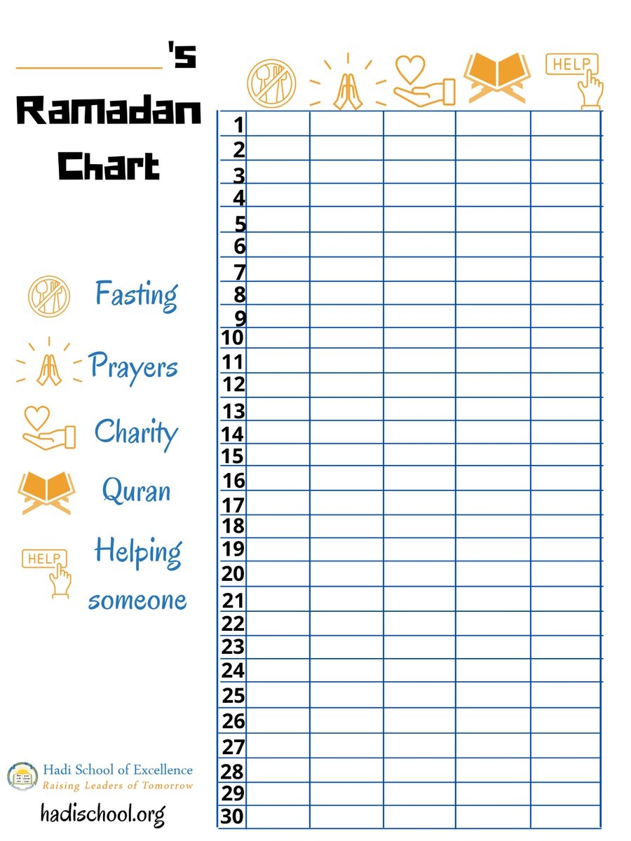 Print Out Your Ramadan Chart Each Child Can Use This Personalized Chart To Tally Their Monthly Daily Routine Https t co Yph6ZGlNxX