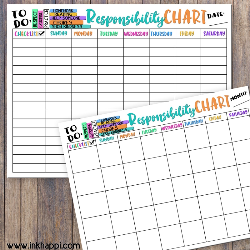 Printable Back To School Responsibility Chart Printable Back To School Responsibility Chart